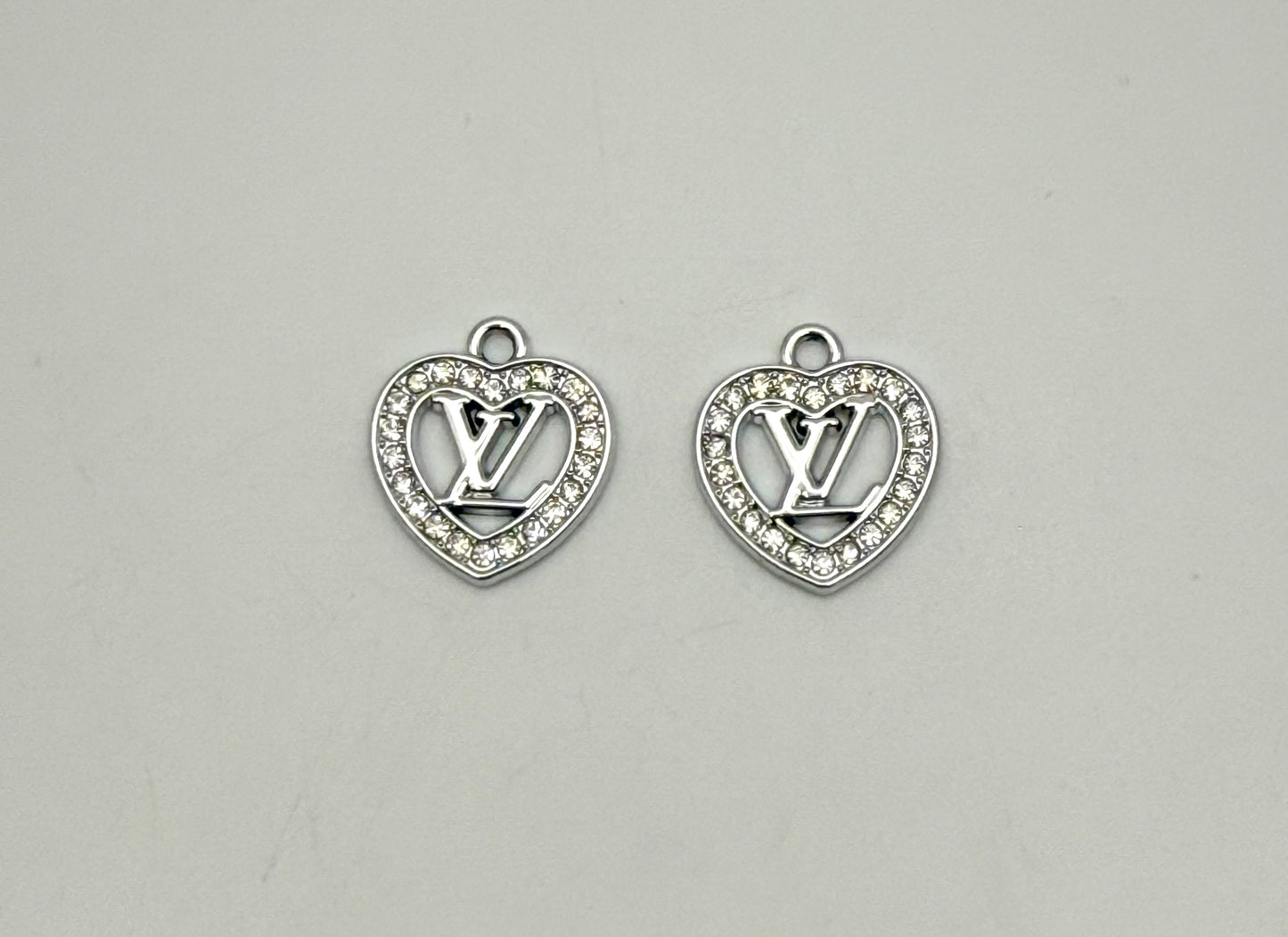 Gold & Silver LV Designer Heart DIY Charm Pendants