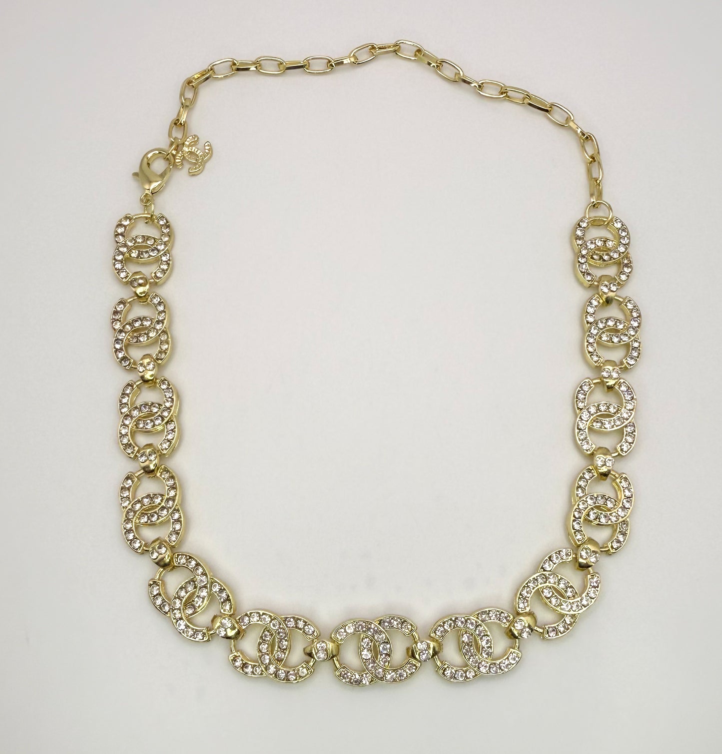 Elegant CC Designer Silver or Gold Matching Necklace and Bracelet set