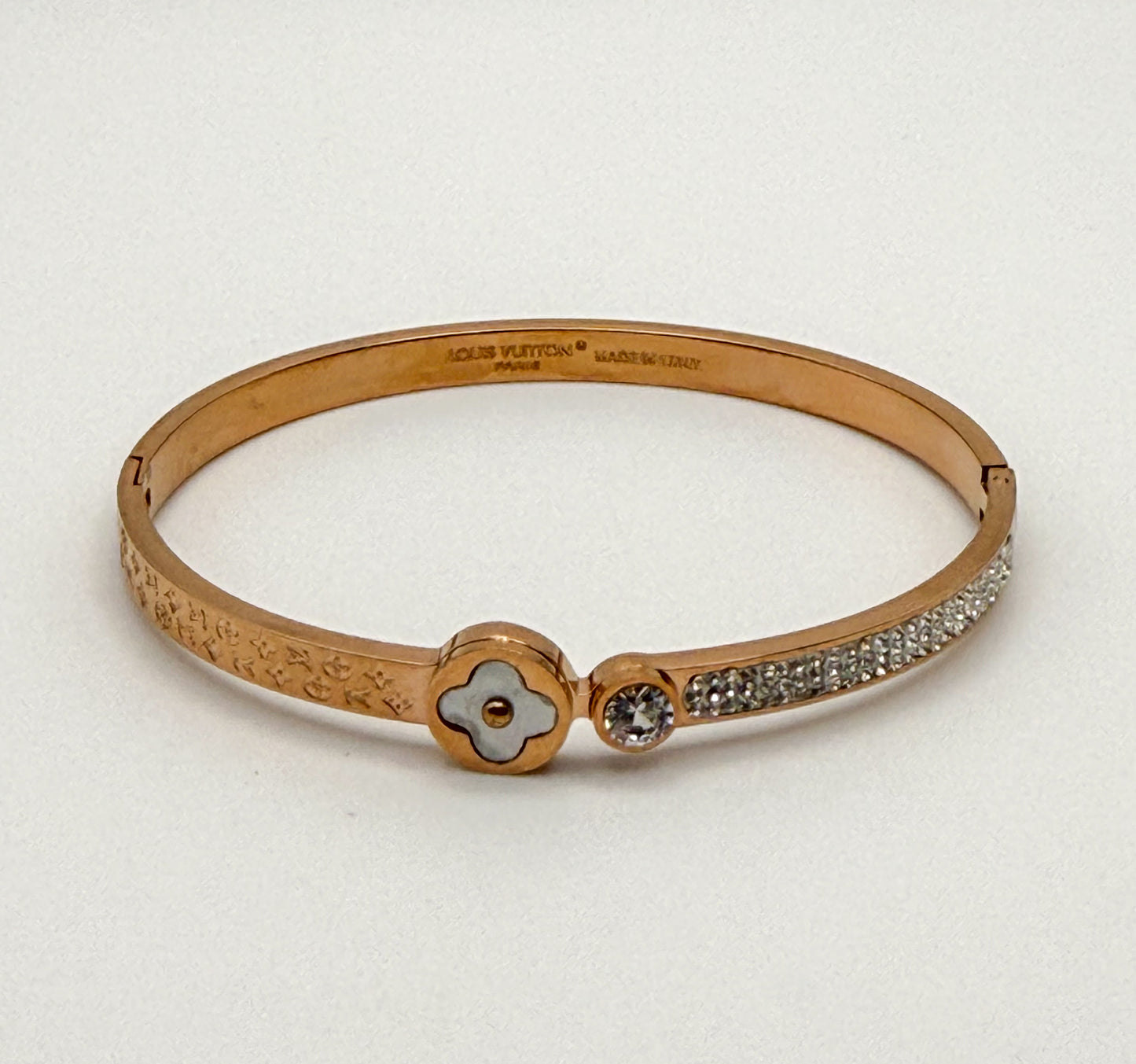 LV Designer Rose Gold Stainless Steel Bangle Bracelet
