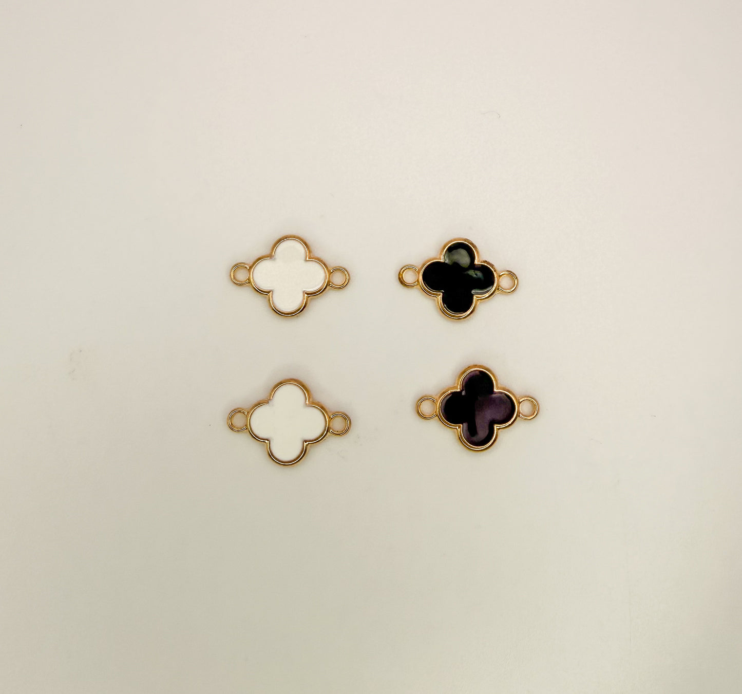 LV Clover Charm Connector (Black or White Enamel)