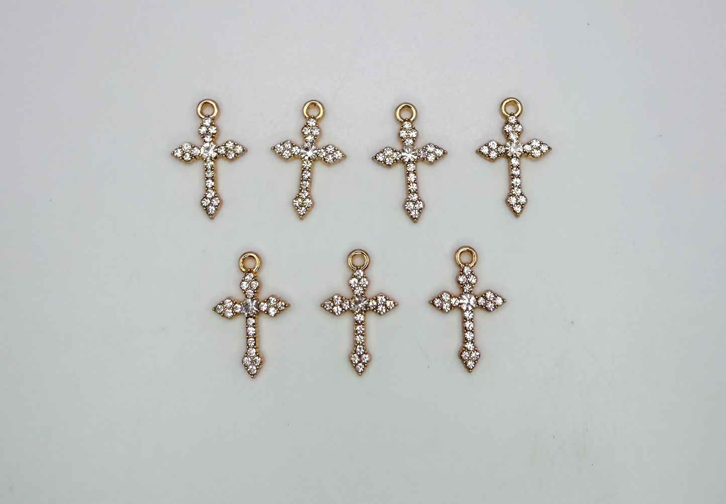 Gold Sparkling Zircon Cross DIY Charms