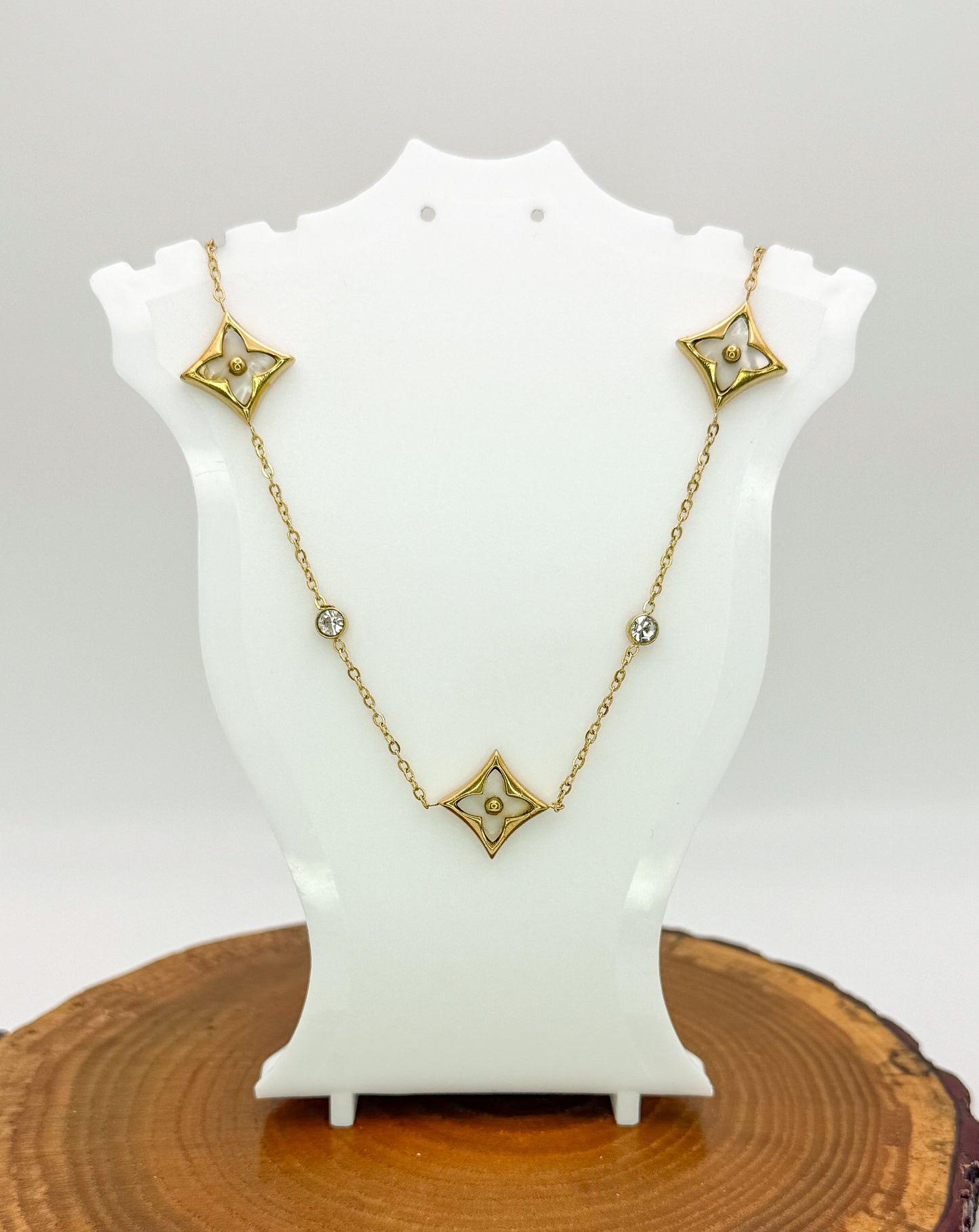 LV Logo Designer Gold Stainless Steel Necklace