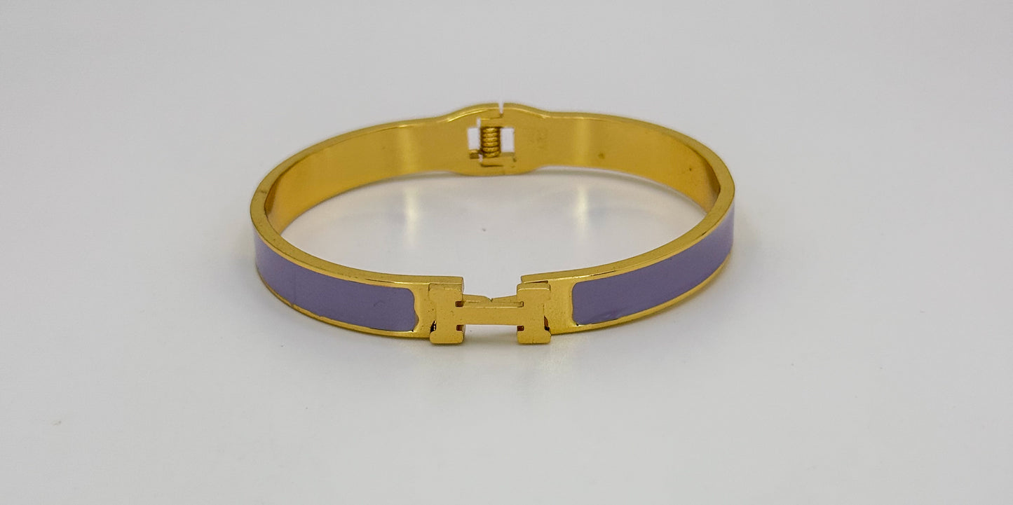 Hermes Designer Gold Stainless Steel Bangle Bracelet