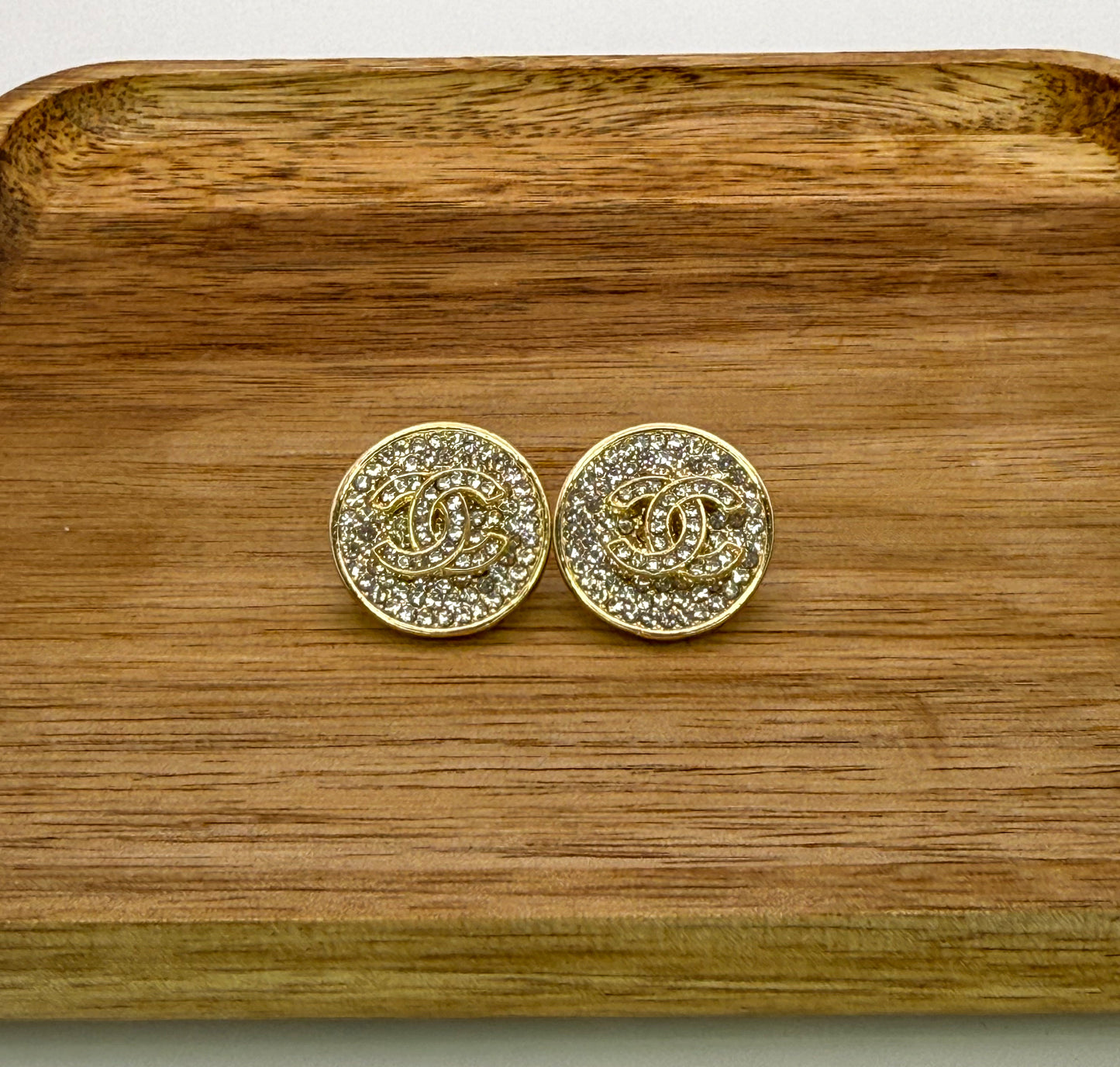 Bling CC Designer Gold Stud Earrings
