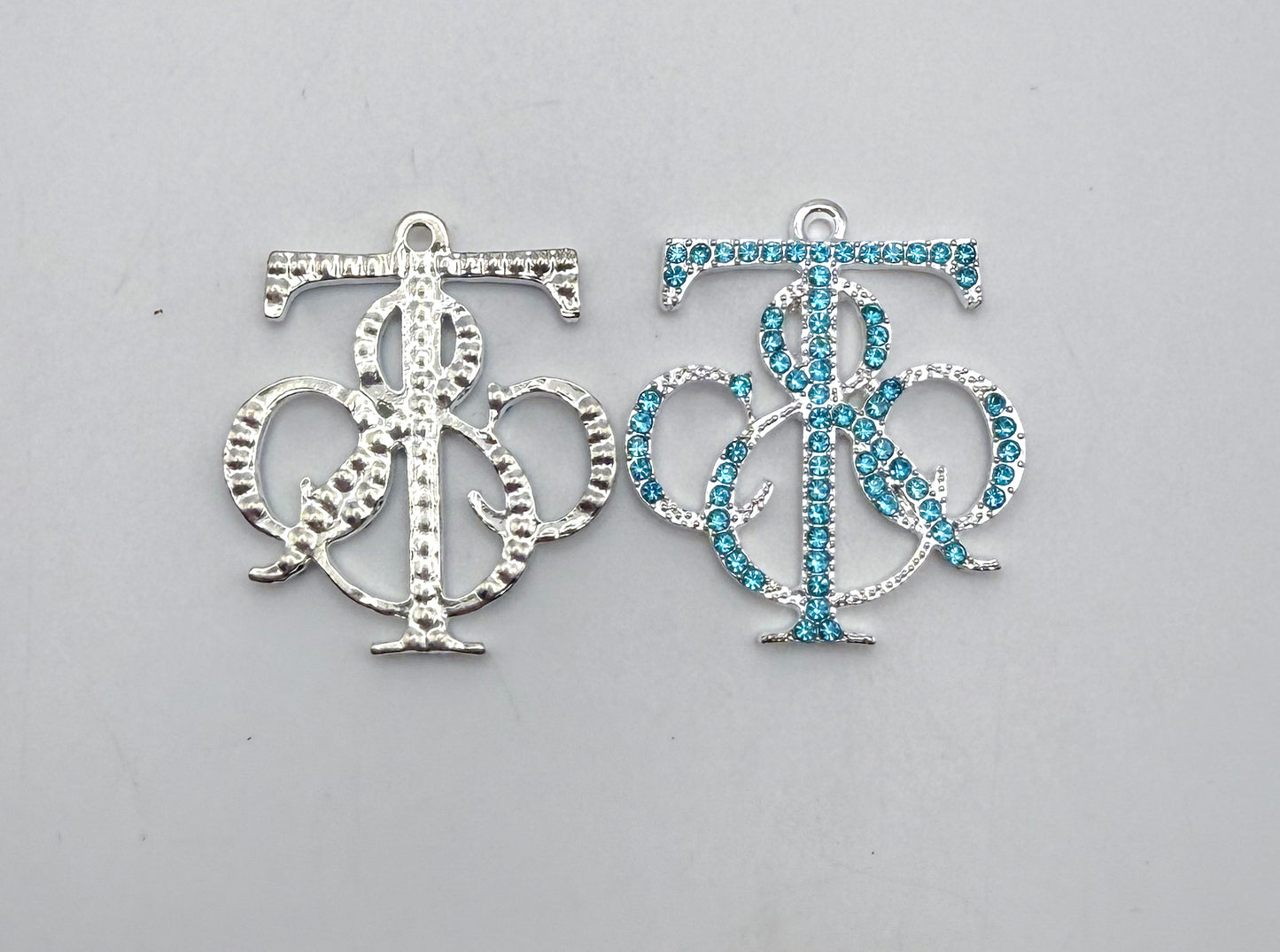 Silver Tiffany & Co. Blue Rhinestone covered DIY Pendant Charms