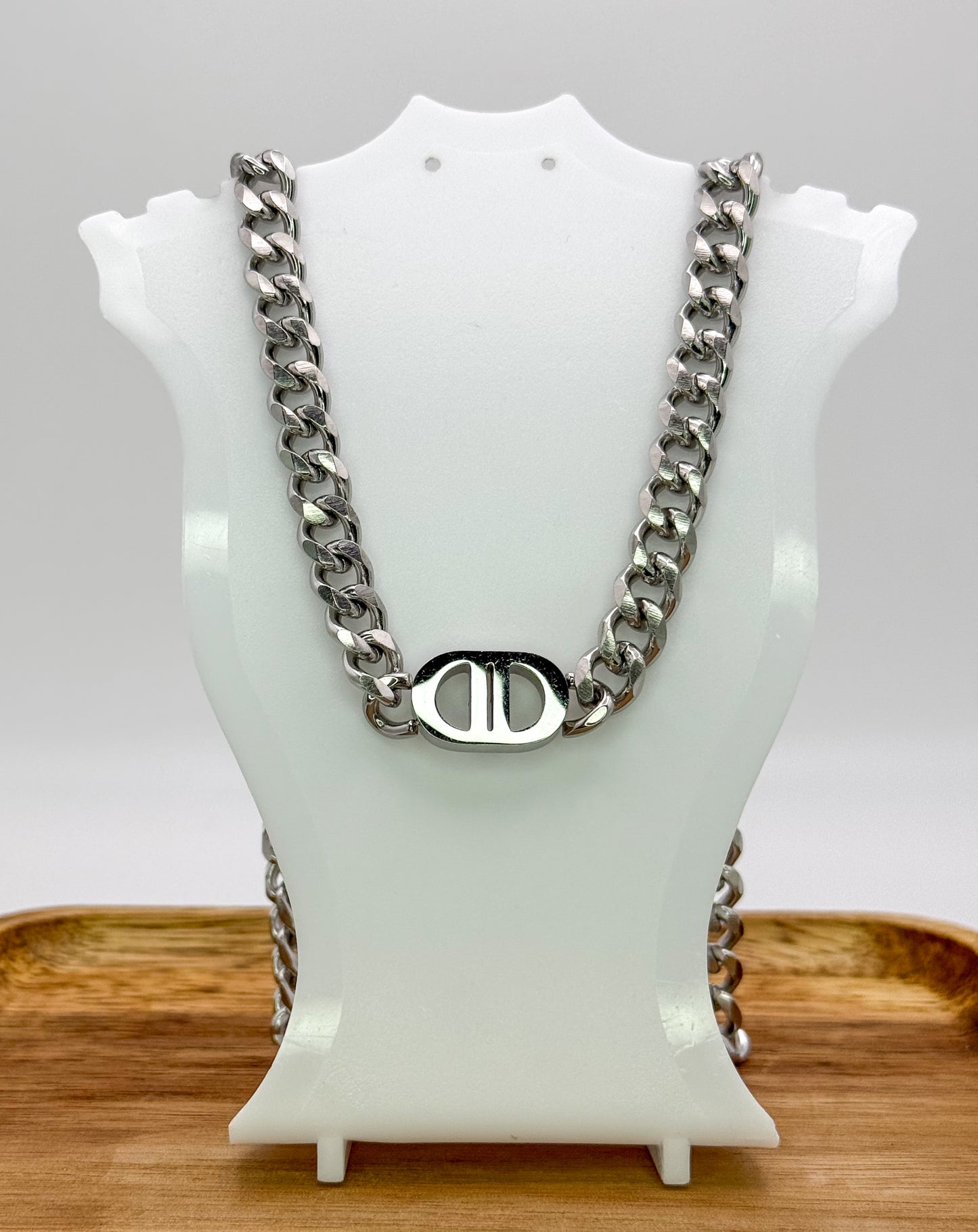 C Dior Designer Stainless Steel Cuban style Adjustable Necklaces