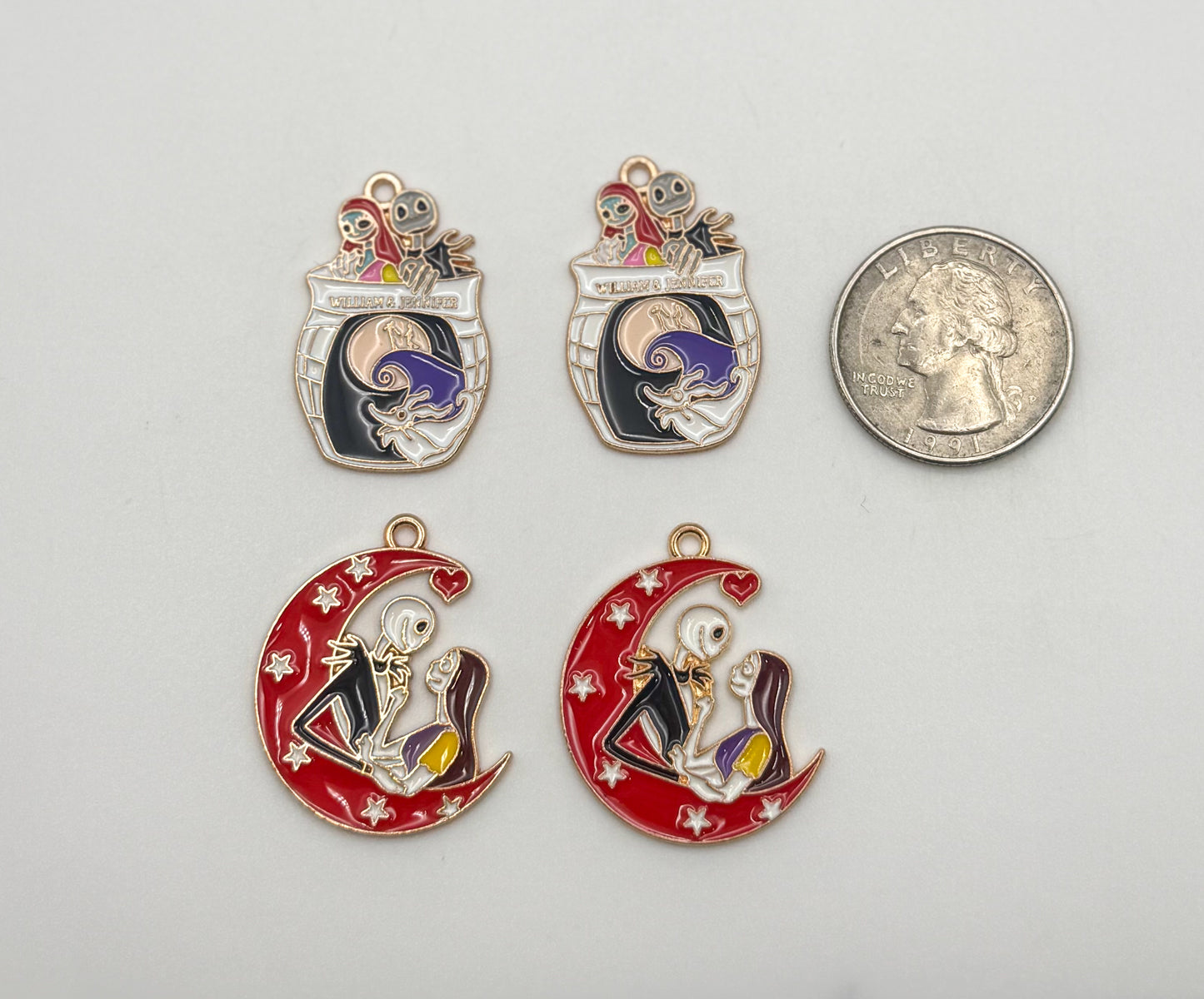Nightmare Before Christmas Jack & Sally DIY Gold Metal Charms