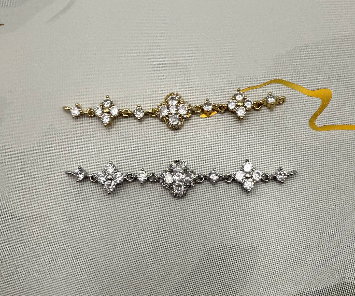 Zircon Clover Design DIY Connector Charms Gold & Silver