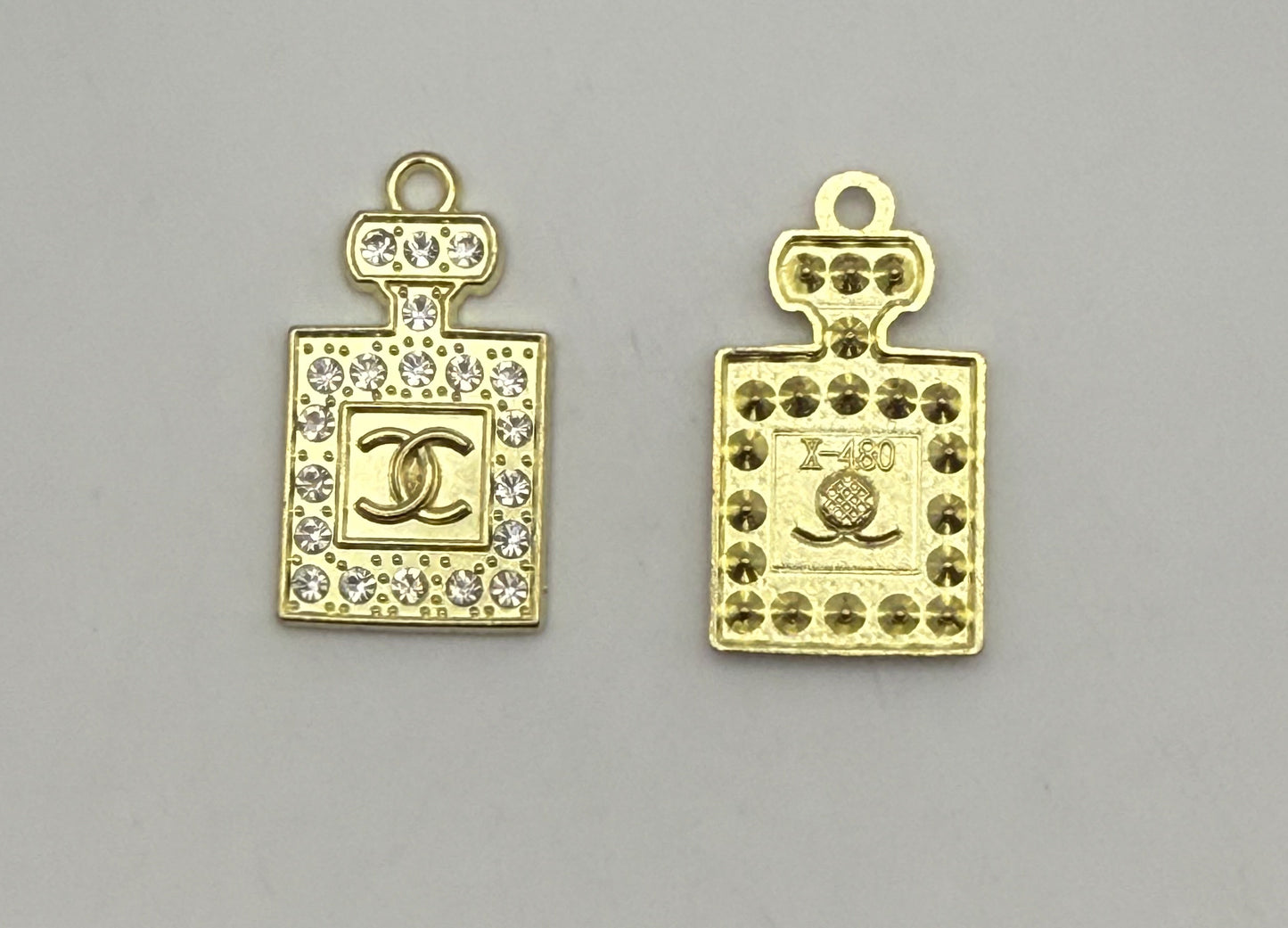 Gold CC Designer Perfume Bottle Design Metal DIY Charms