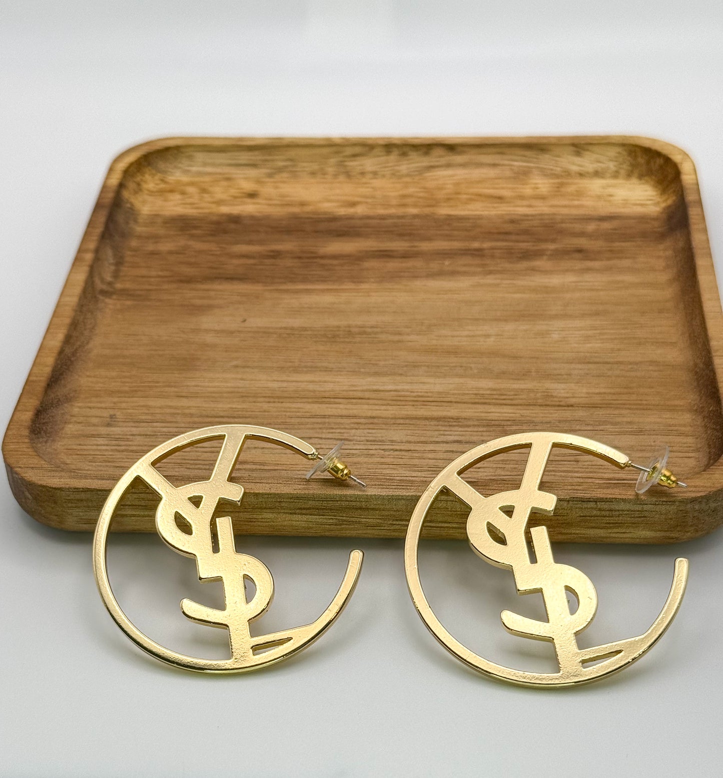 YSL Designer Silver & Gold Hoop Earrings