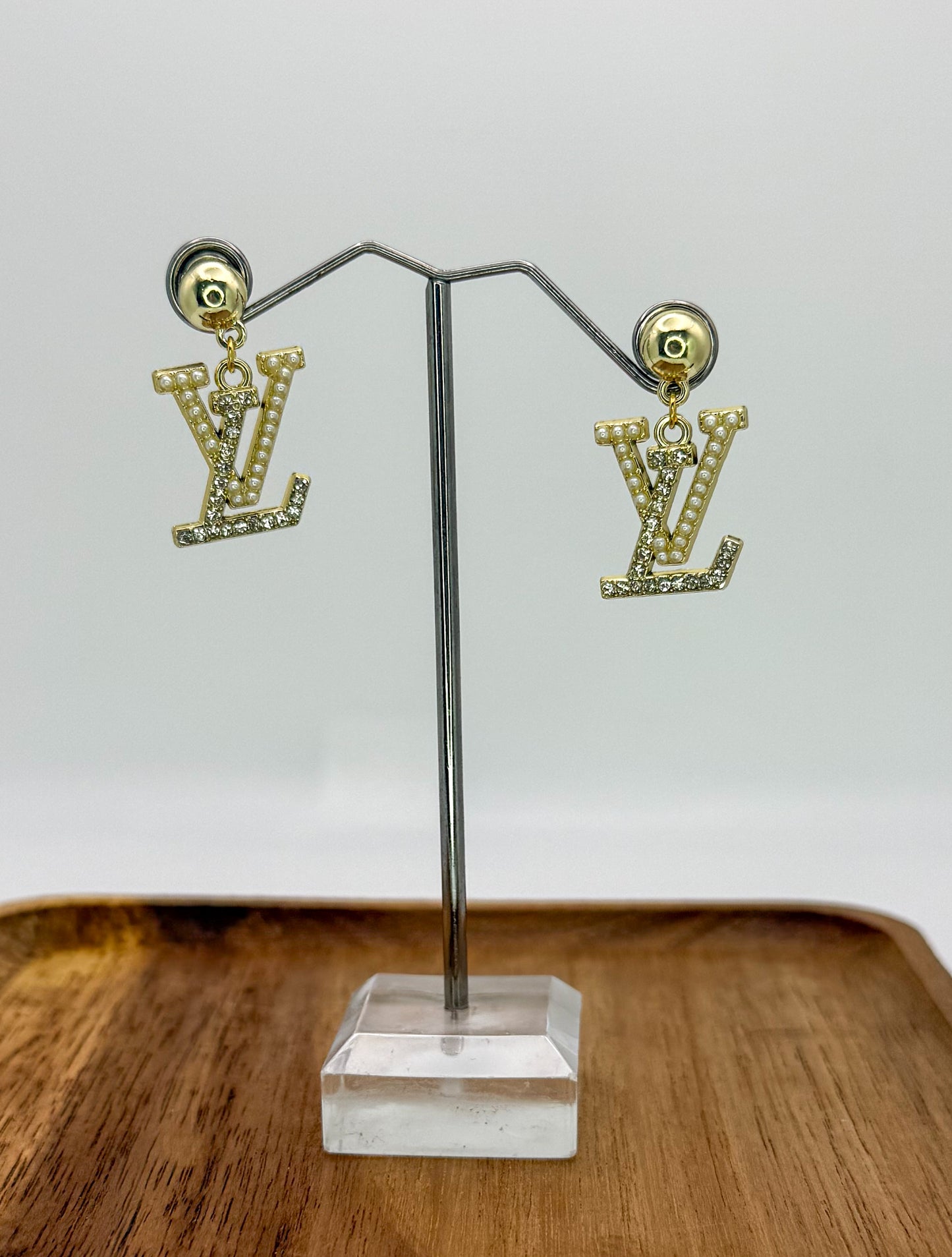 LV Gold or Silver Stud Dangle Earrings