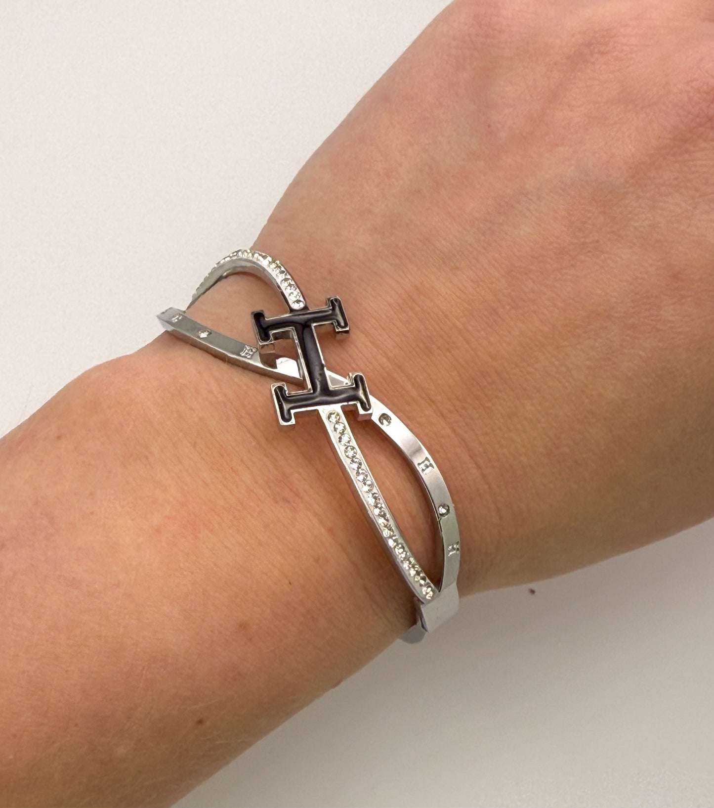Silver Stainless Steel Hermes Designer Bangle Bracelet