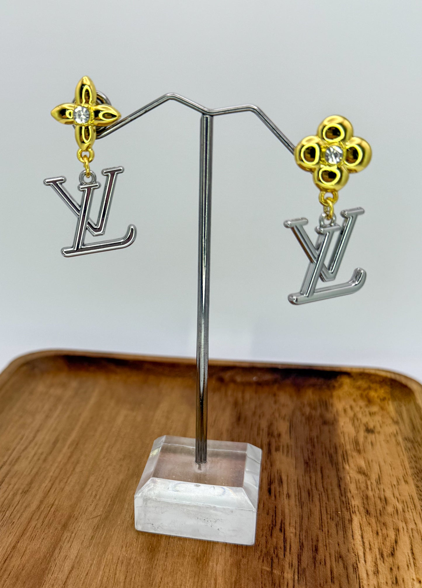 Gold & Silver LV Stud Earrings