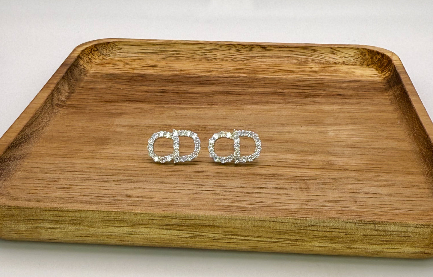 Silver C Dior Stud Earrings