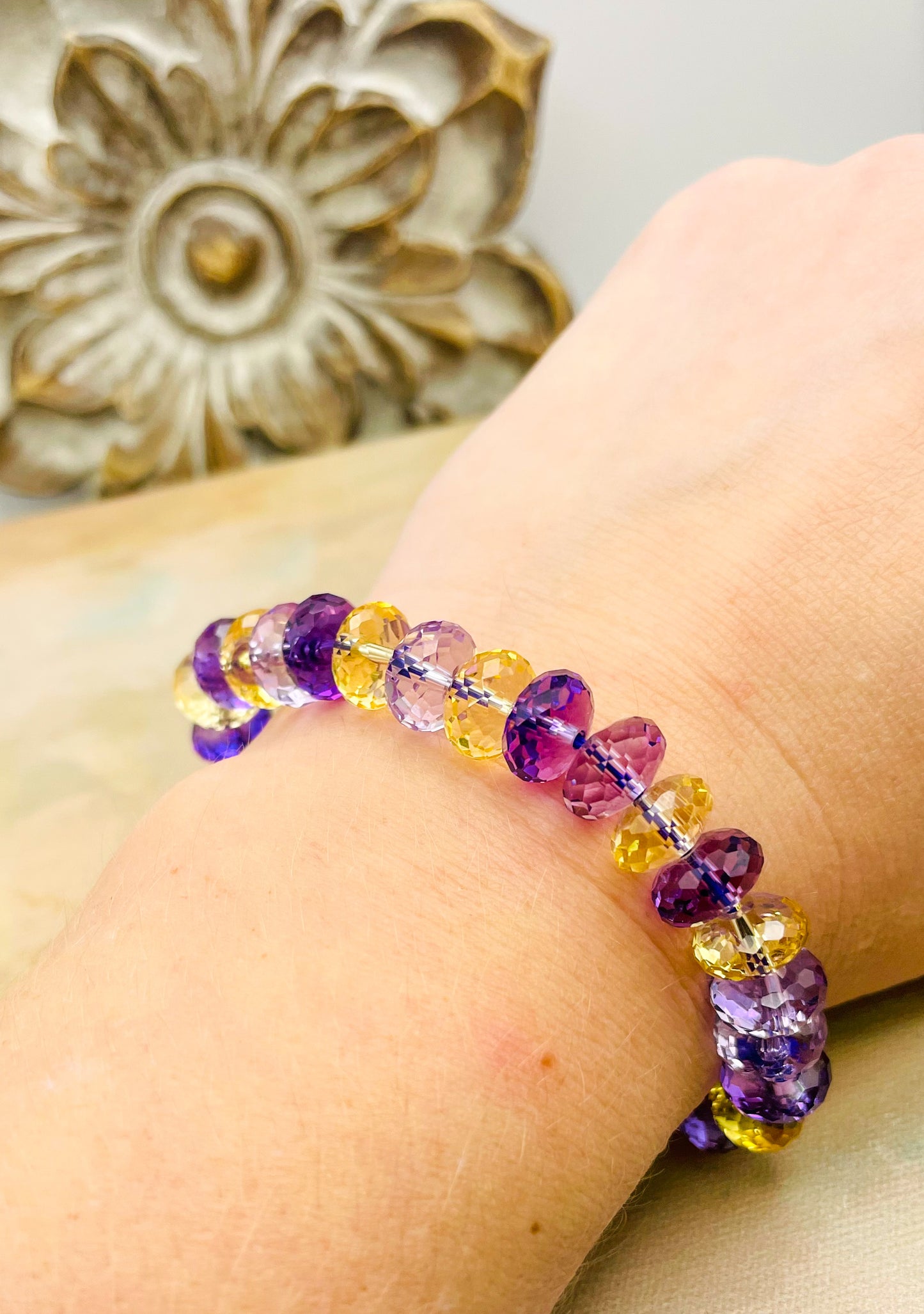 Natural Amethyst, Citrine & Ametrine Crystal Bling Bracelet