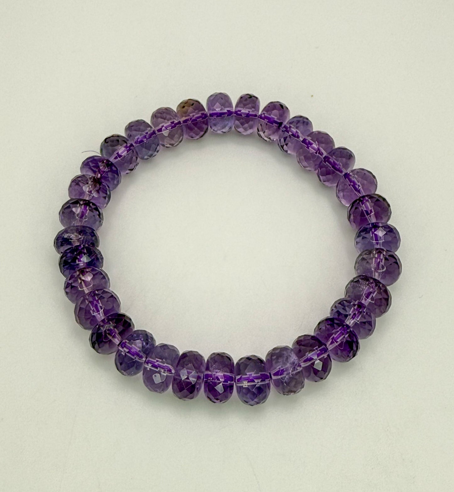 High Quality Natural Amethyst Faceted Donut Shaped Beaded Bracelet