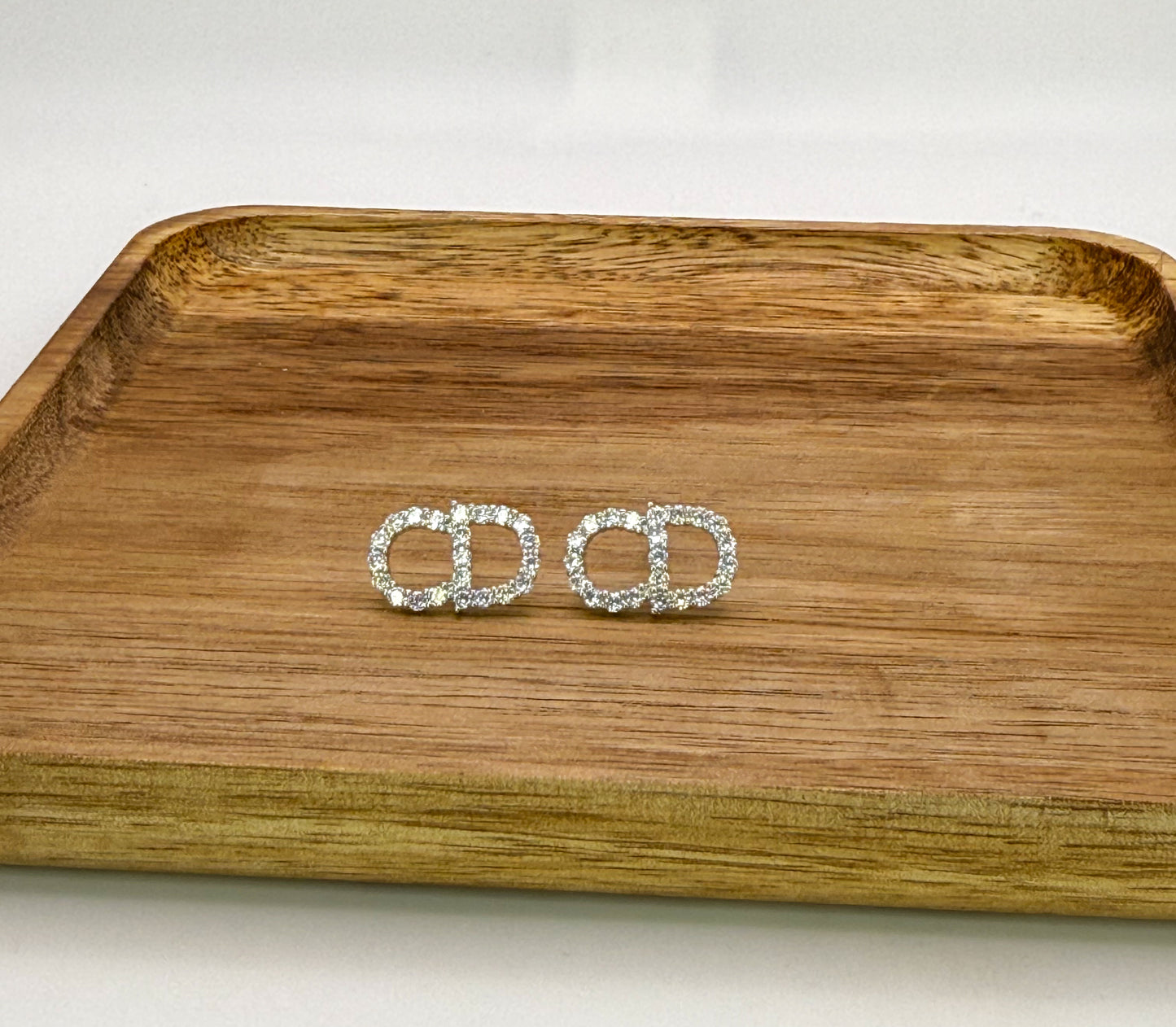 Silver C Dior Stud Earrings