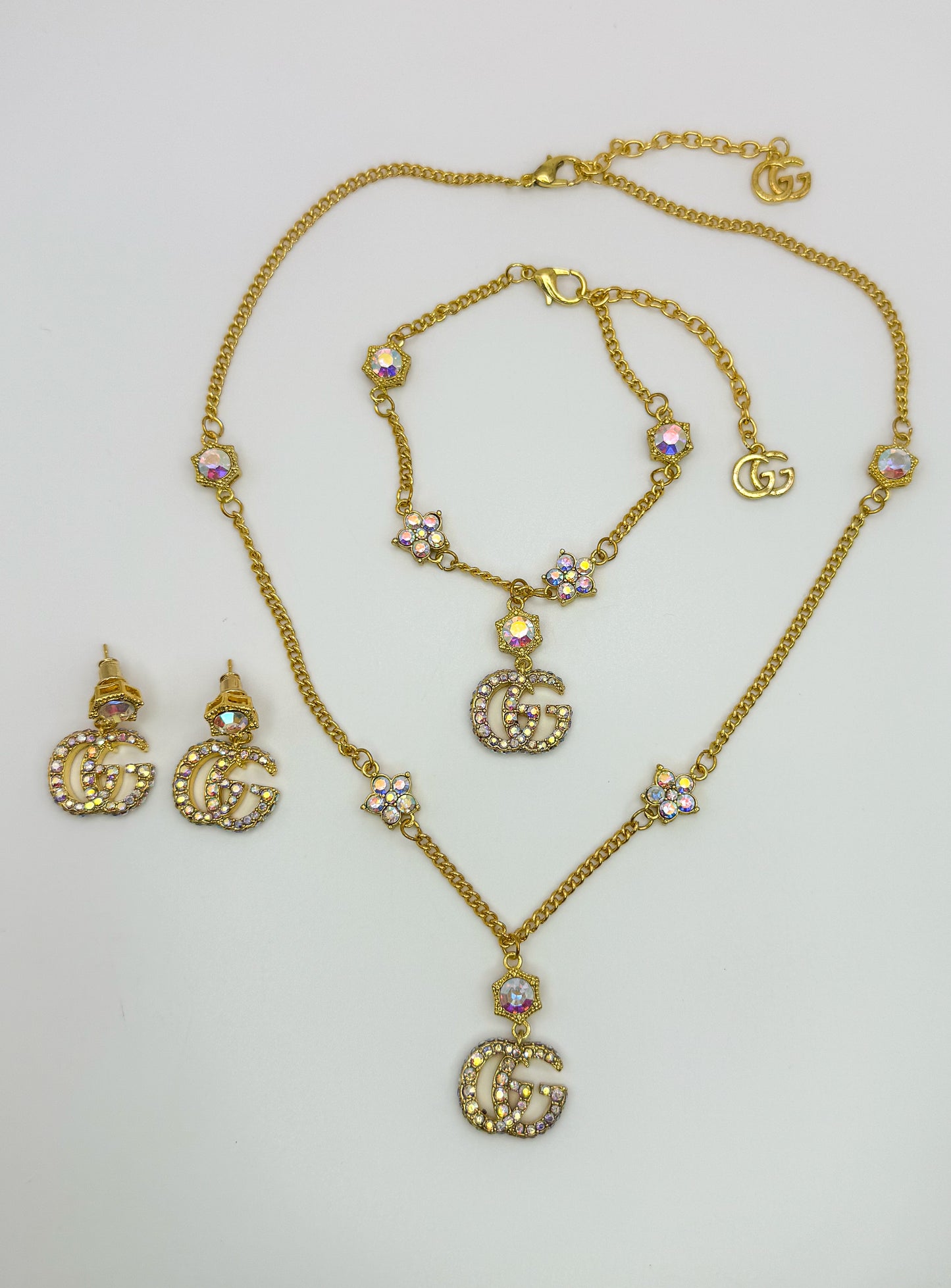 Gold GG Gucci Designer 3-piece Matching Jewelry Set