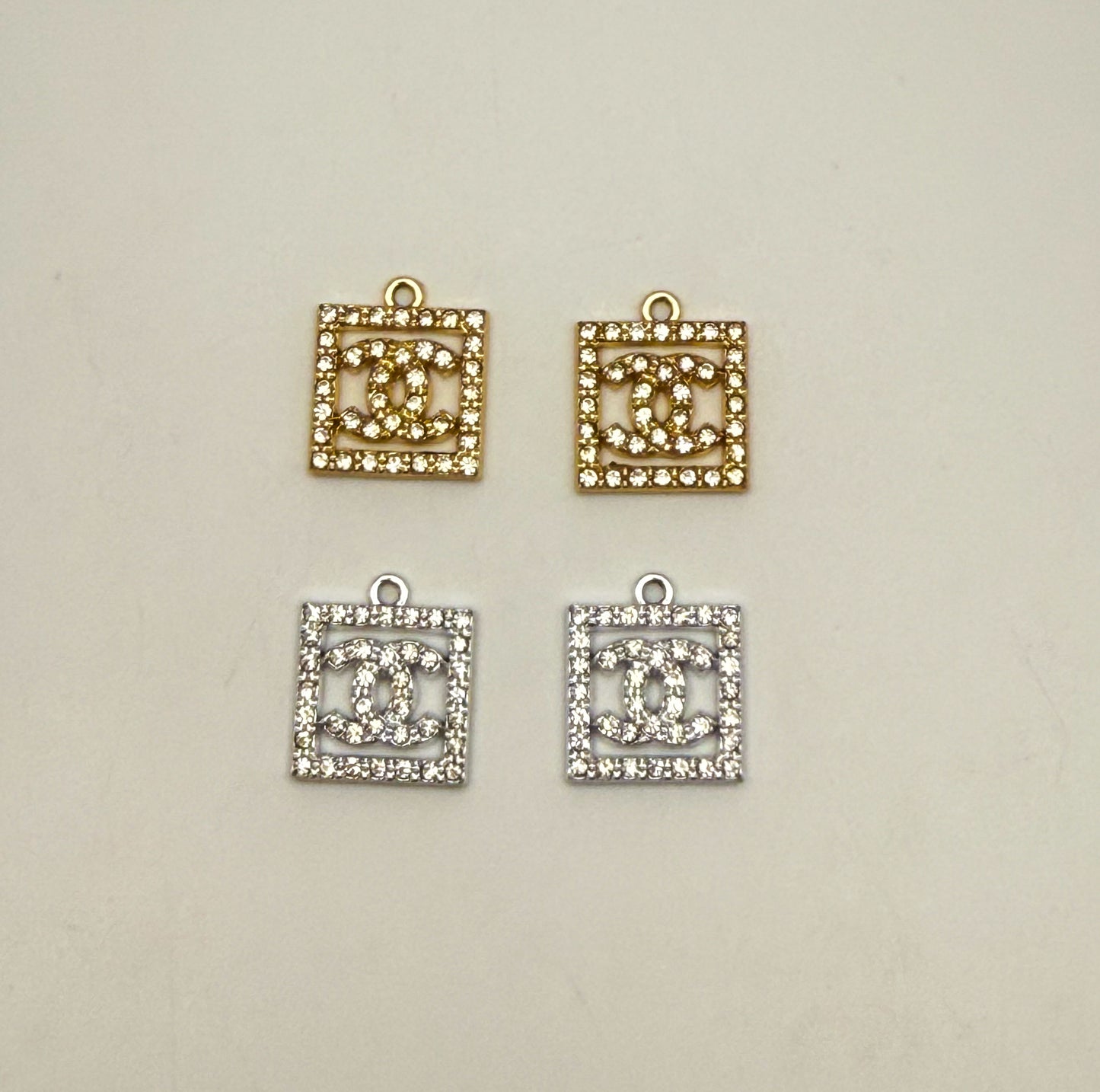 CC Designer Gold and Silver Square DIY Charms