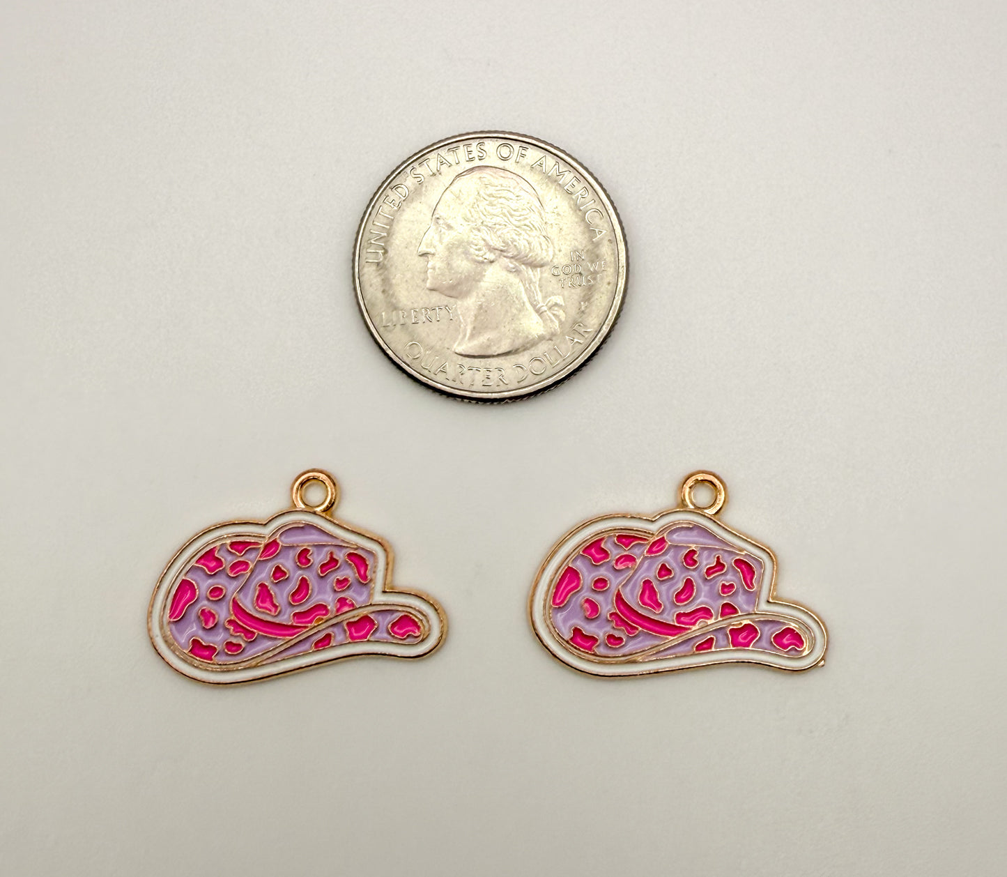 Pink Enamel Gold Cowgirl Hat Charm