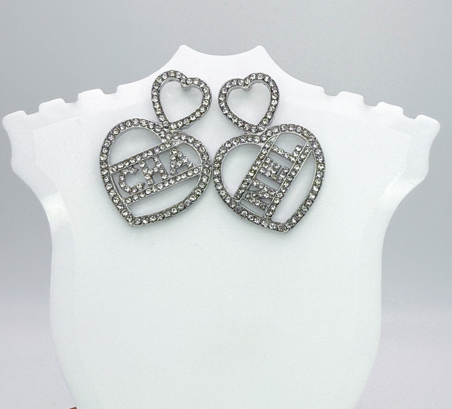Chanel Designer Silver Bling Stud Statement Earrings