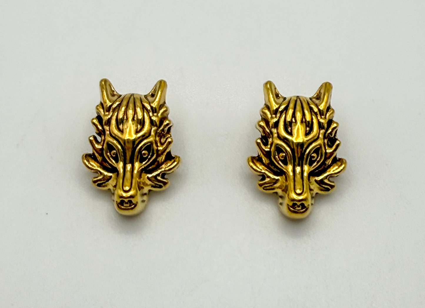 Wolf Head Gold & Silver Spacer Charm Beads