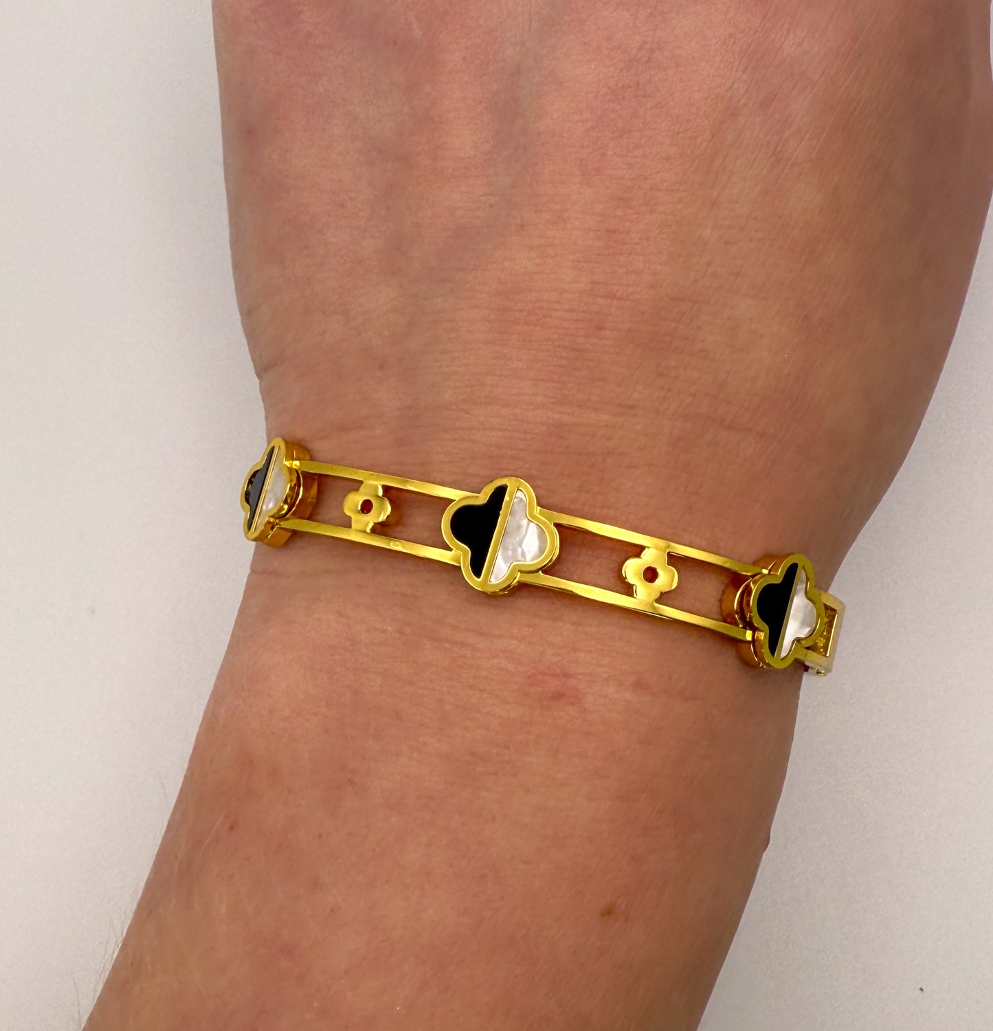 Gold Stainless Steel LV Designer clover Bangle Bracelet