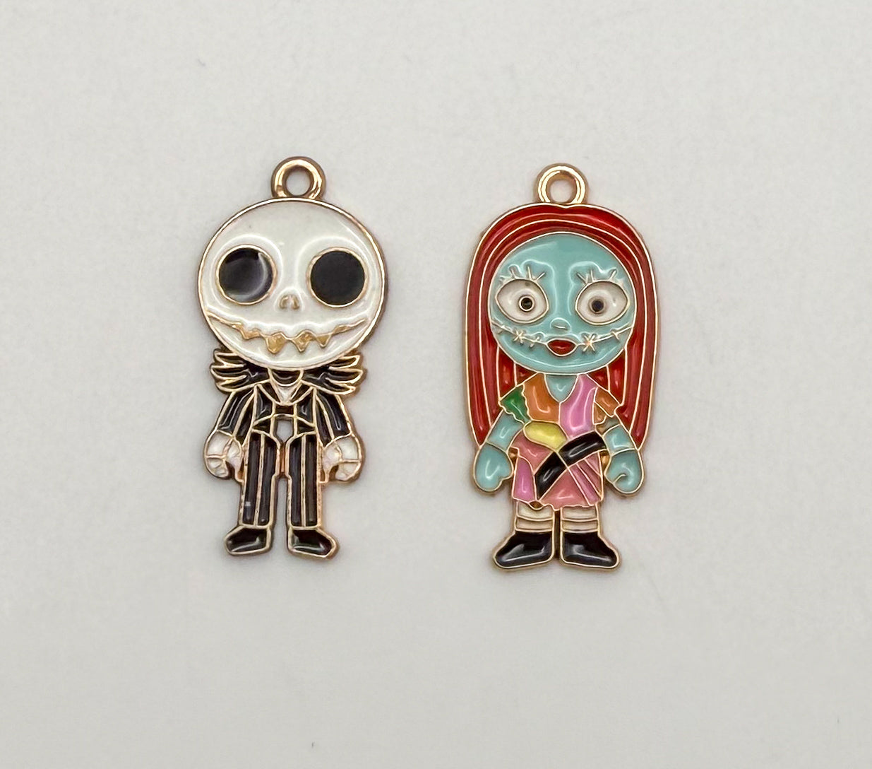 Nightmare Before Christmas Jack & Sally Gold DIY Metal Charms