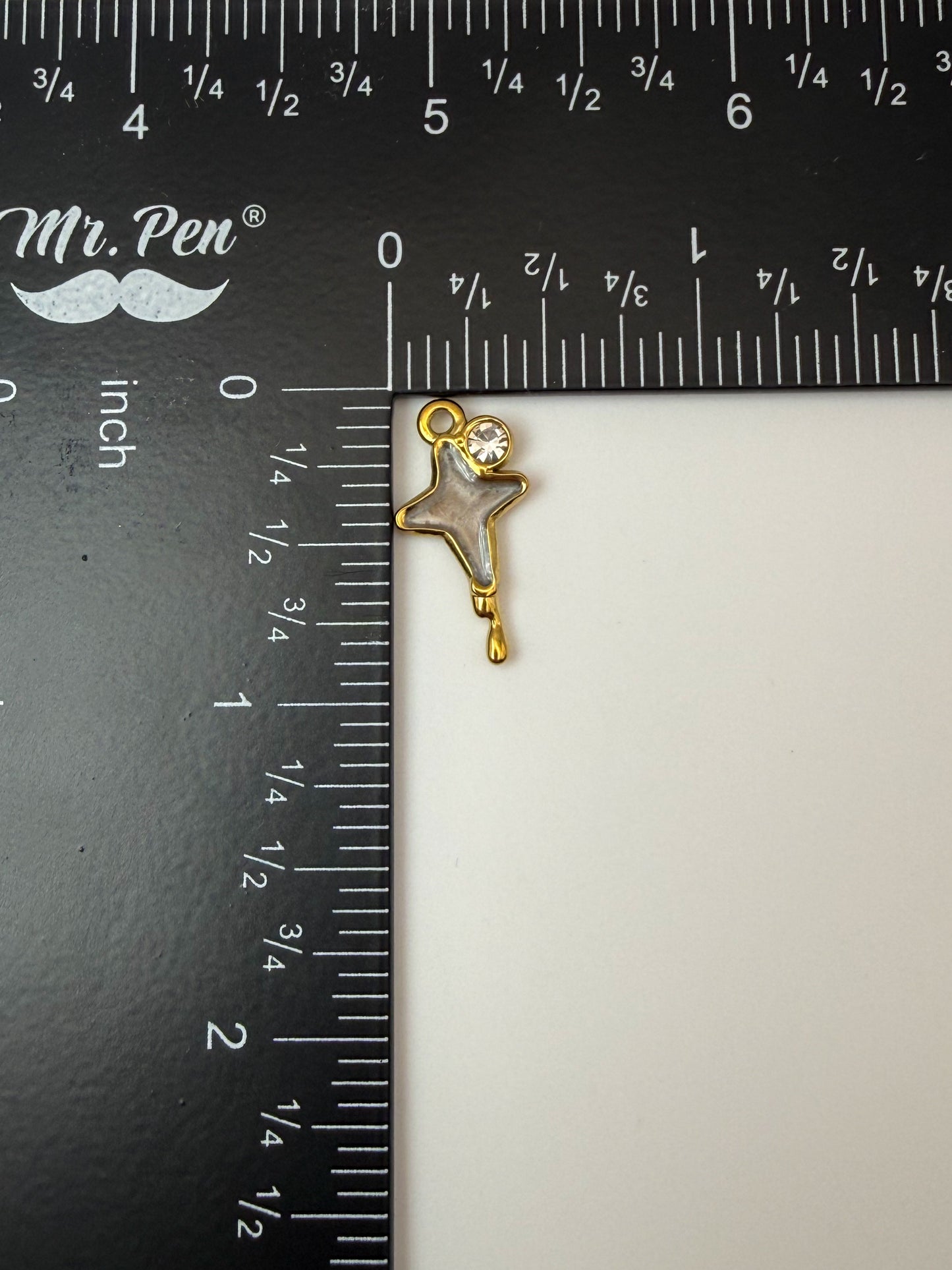 Stainless Steel Gold Dripping Star Charm