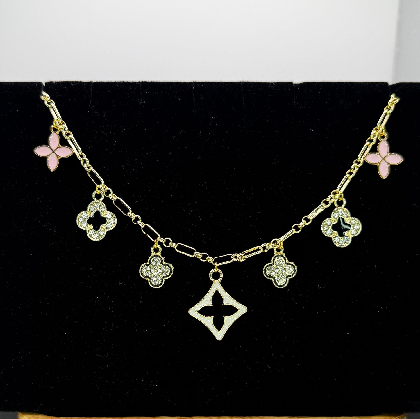 LV Clover Gold Charm Necklace