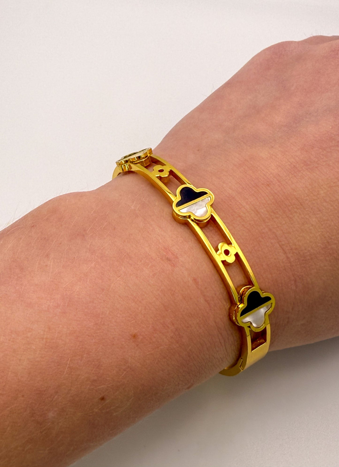 Gold Stainless Steel LV Designer clover Bangle Bracelet