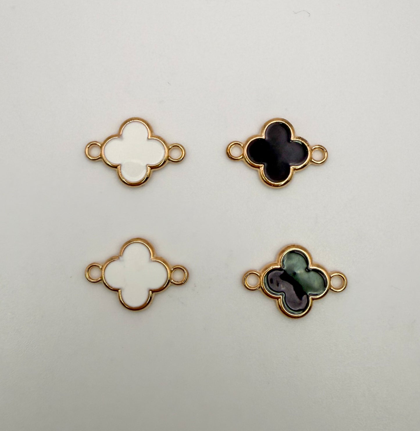 LV Clover Charm Connector (Black or White Enamel)