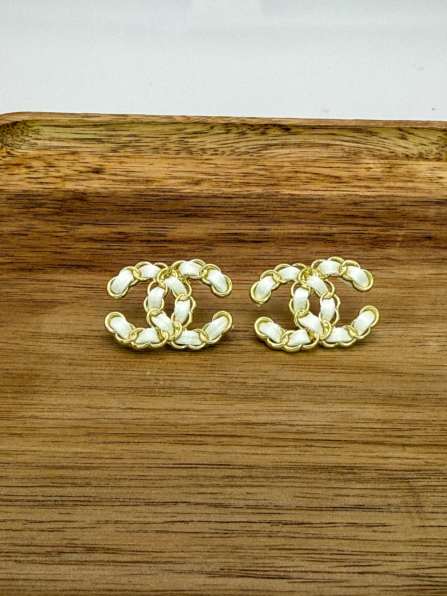 CC Designer LoGo Gold Stud Earrings