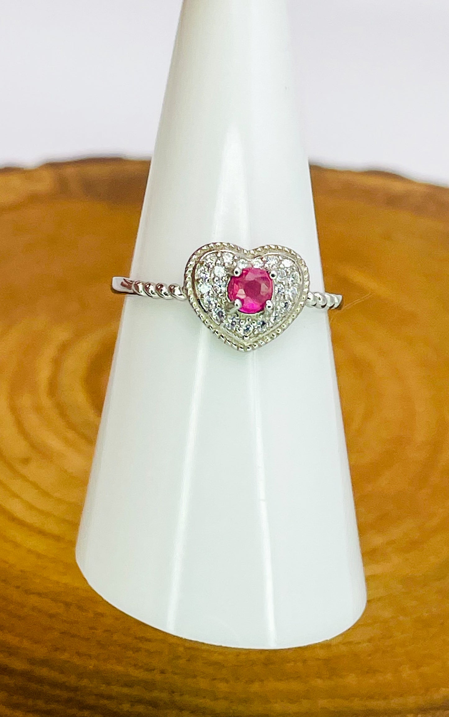 Sterling Silver S925 Natural Ruby Adjustable Rings