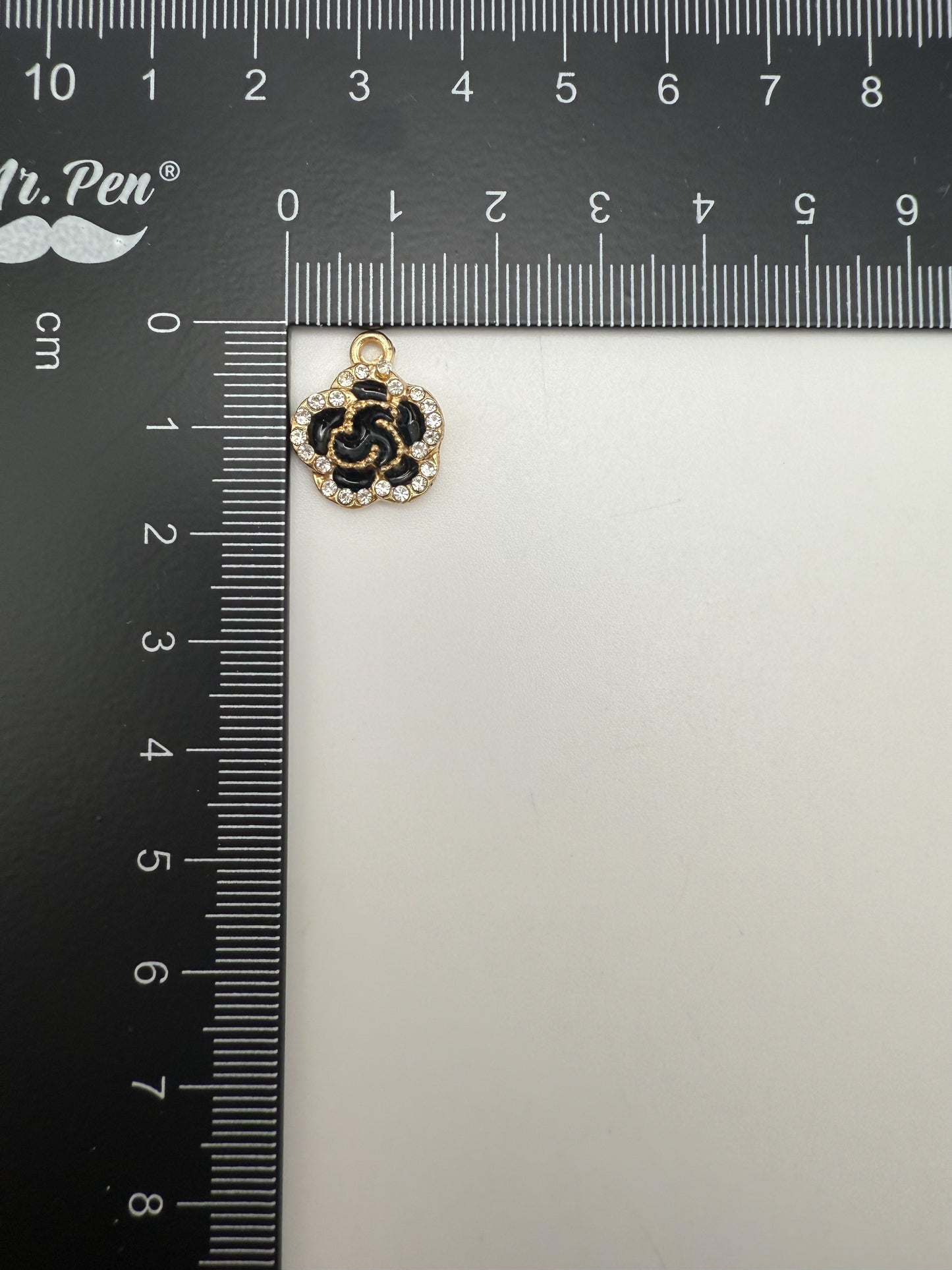 Red & Black Sparkly Flower DIY Gold Charms