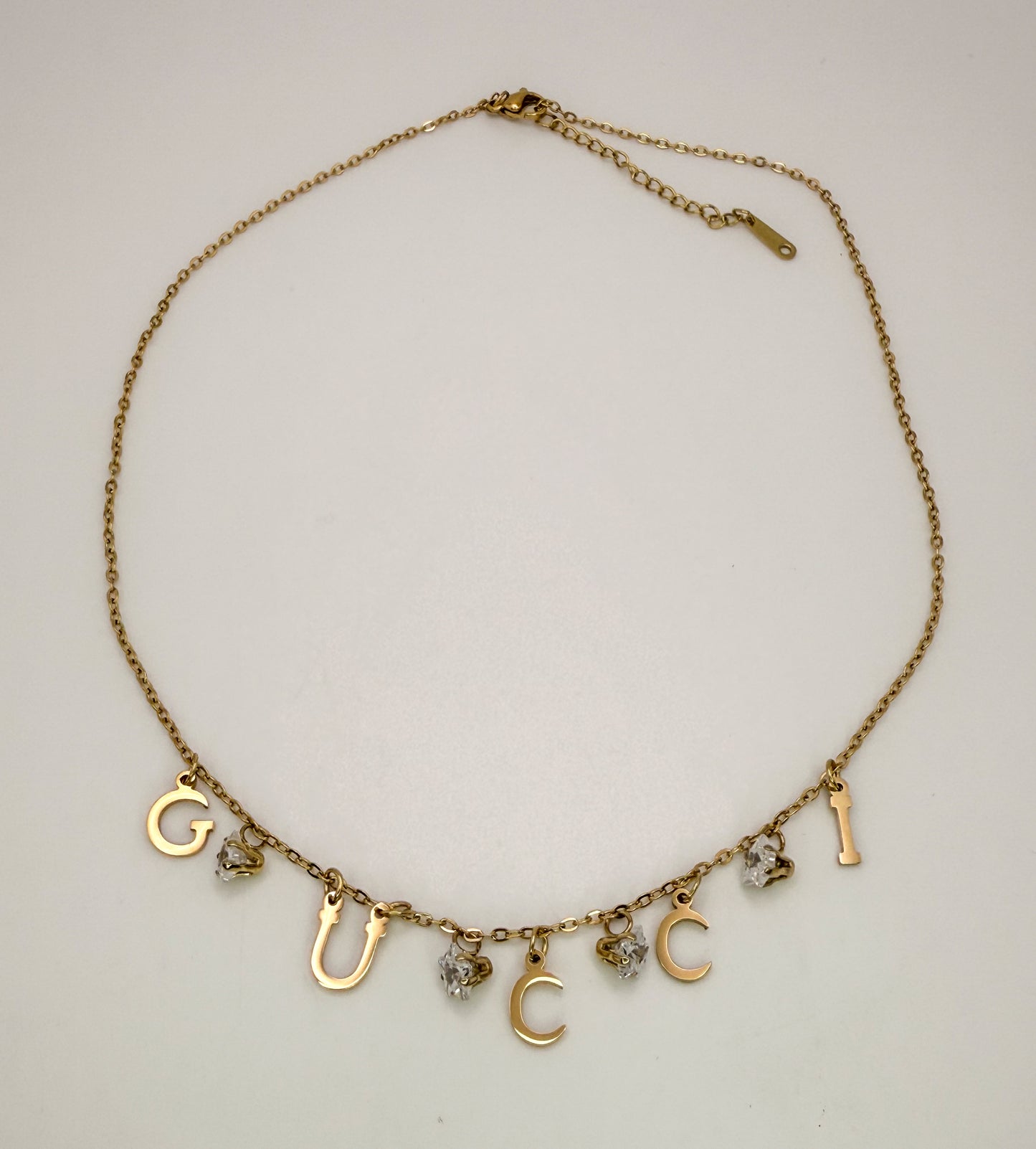 Gold Gucci Designer Dangle Adjustable Stainless Steel Necklace