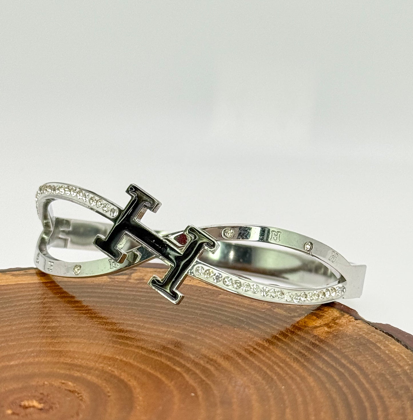 Silver Stainless Steel Hermes Designer Bangle Bracelet
