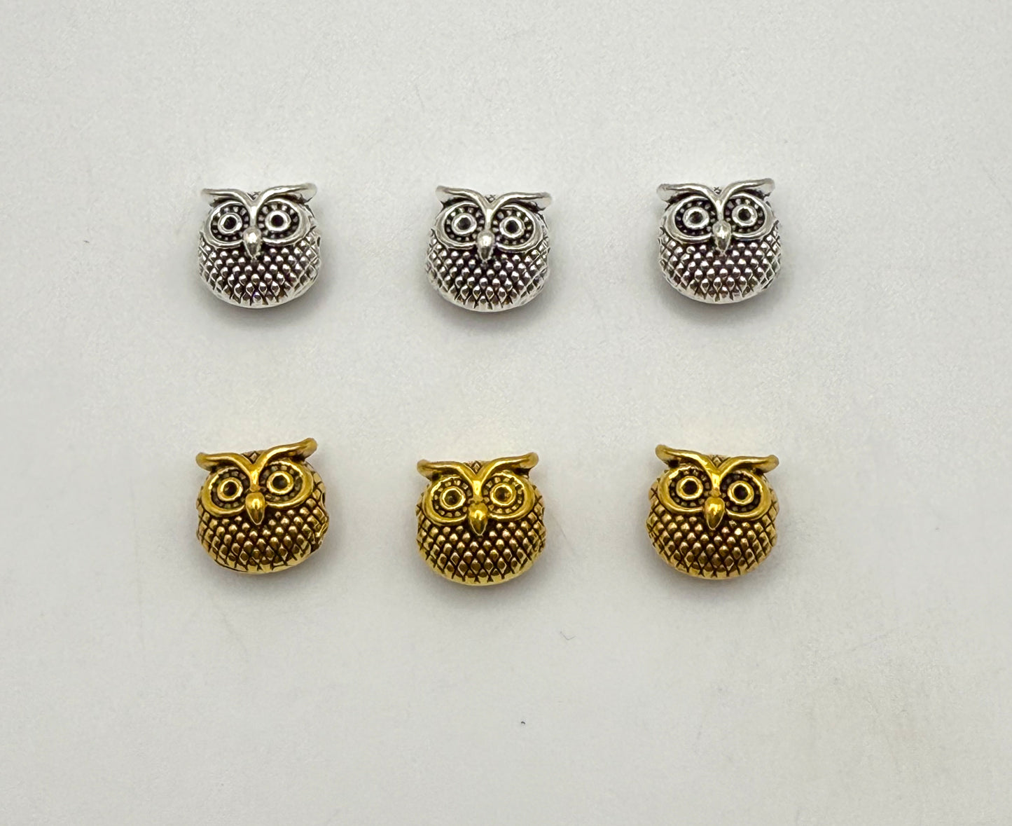 Gold & Silver Owl Spacer Charm Beads
