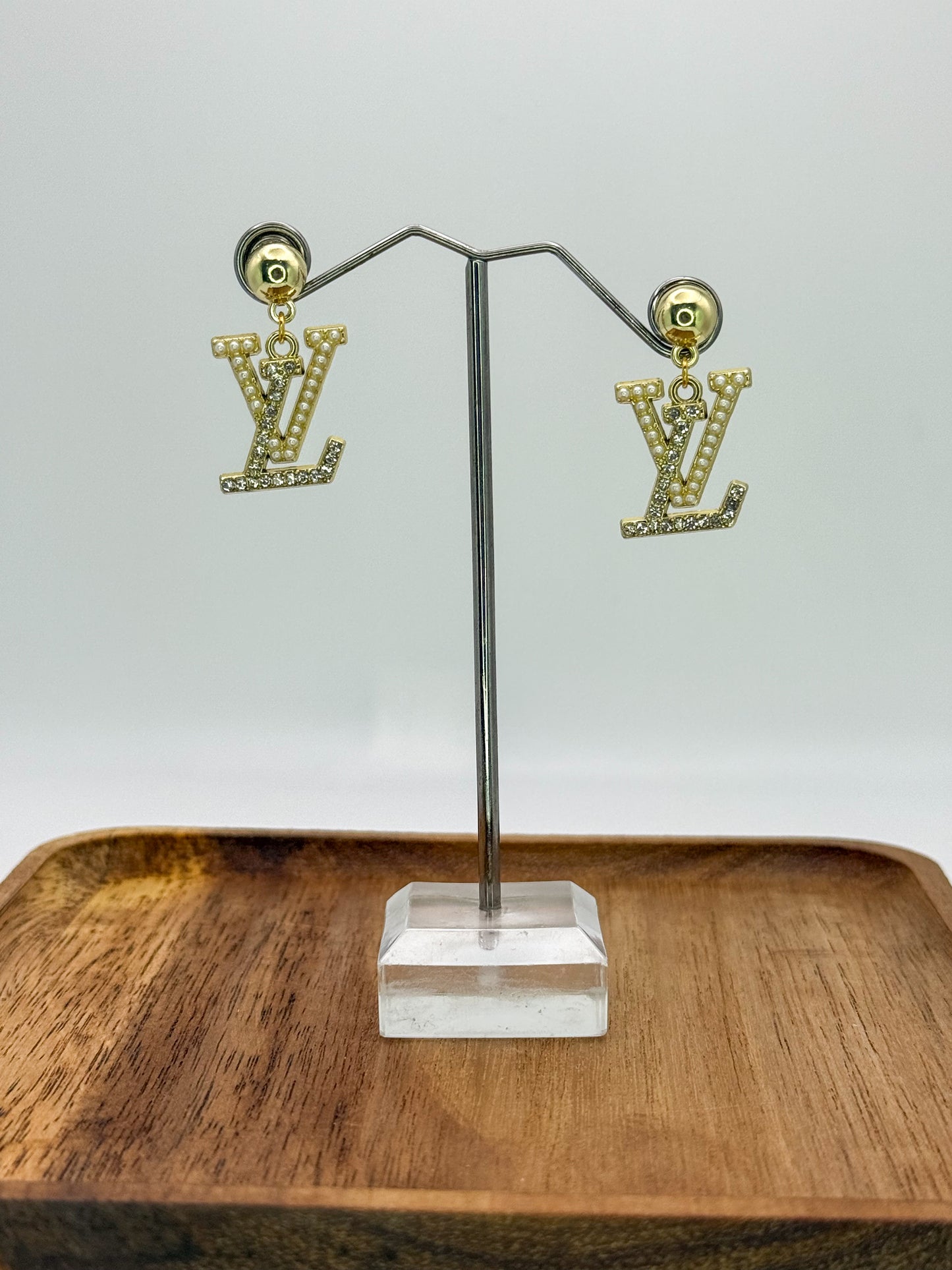 LV Gold or Silver Stud Dangle Earrings