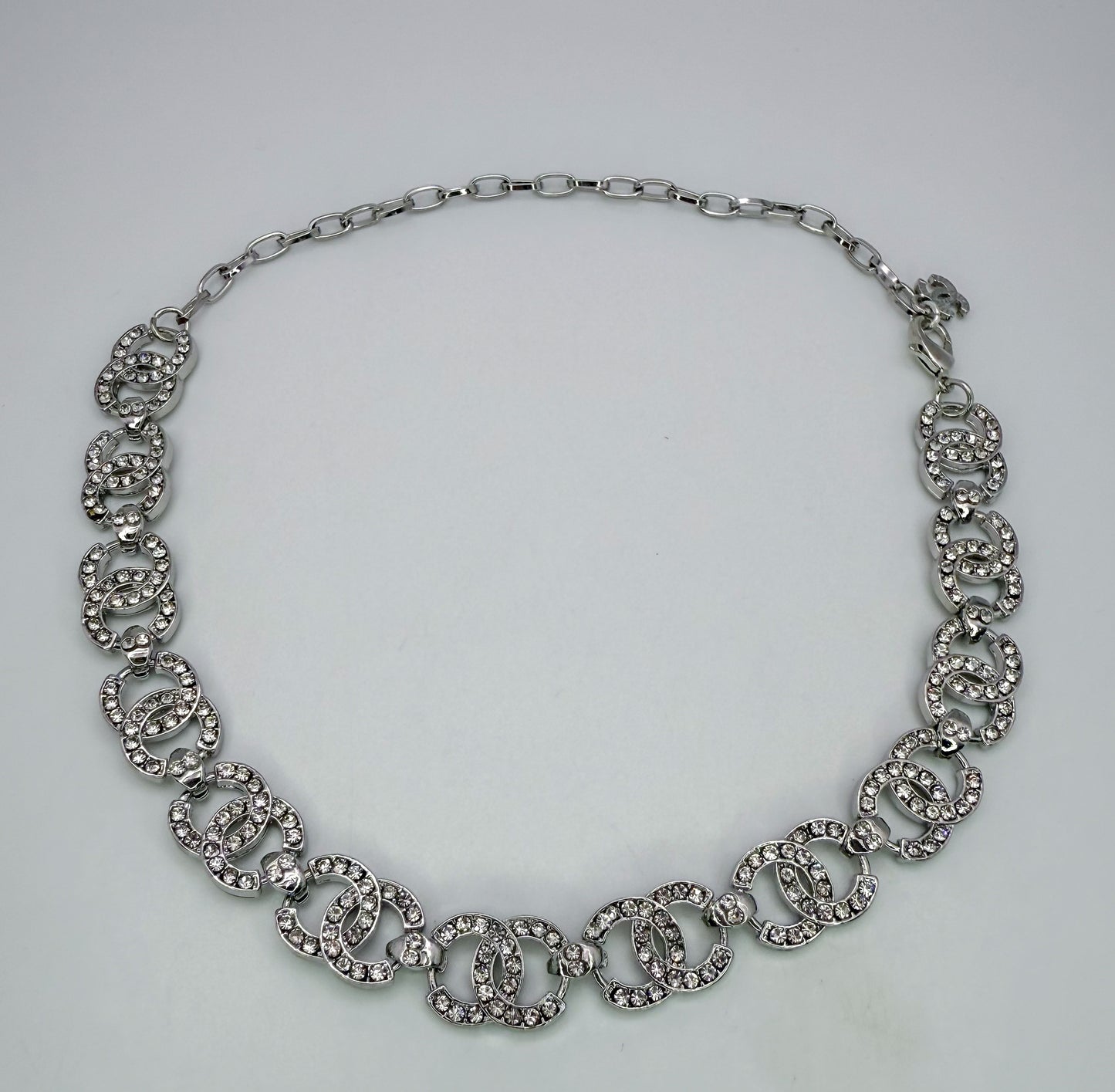 Elegant CC Designer Silver or Gold Matching Necklace and Bracelet set