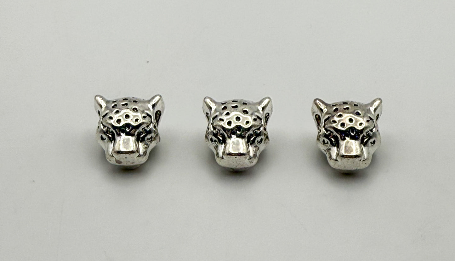 Leopard Head Gold & Silver Spacer Charm Beads