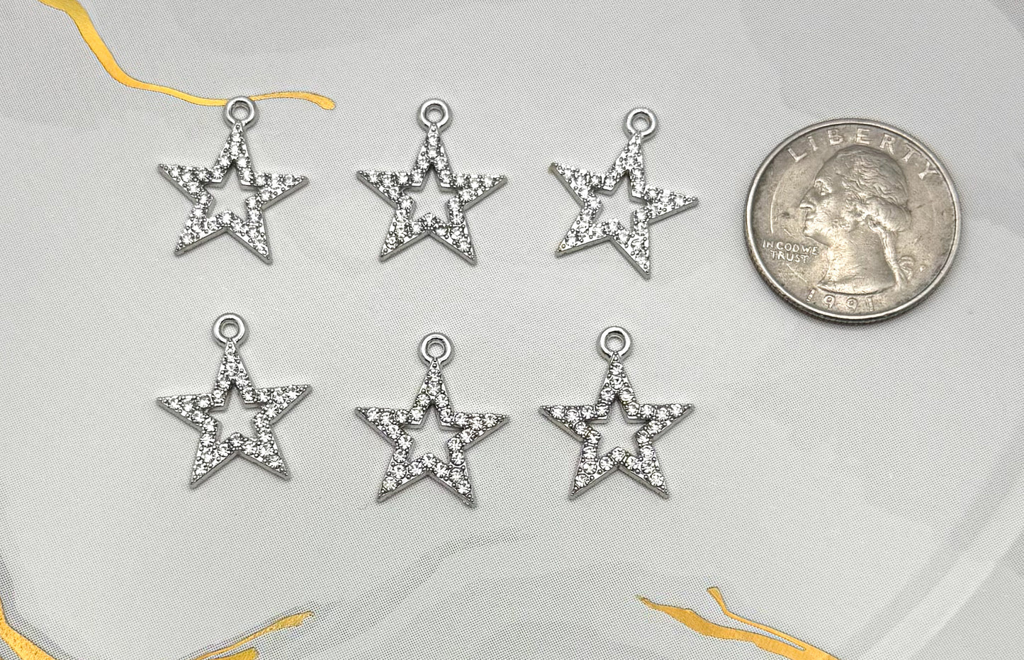 Sparkling Silver Star DIY Metal Charms