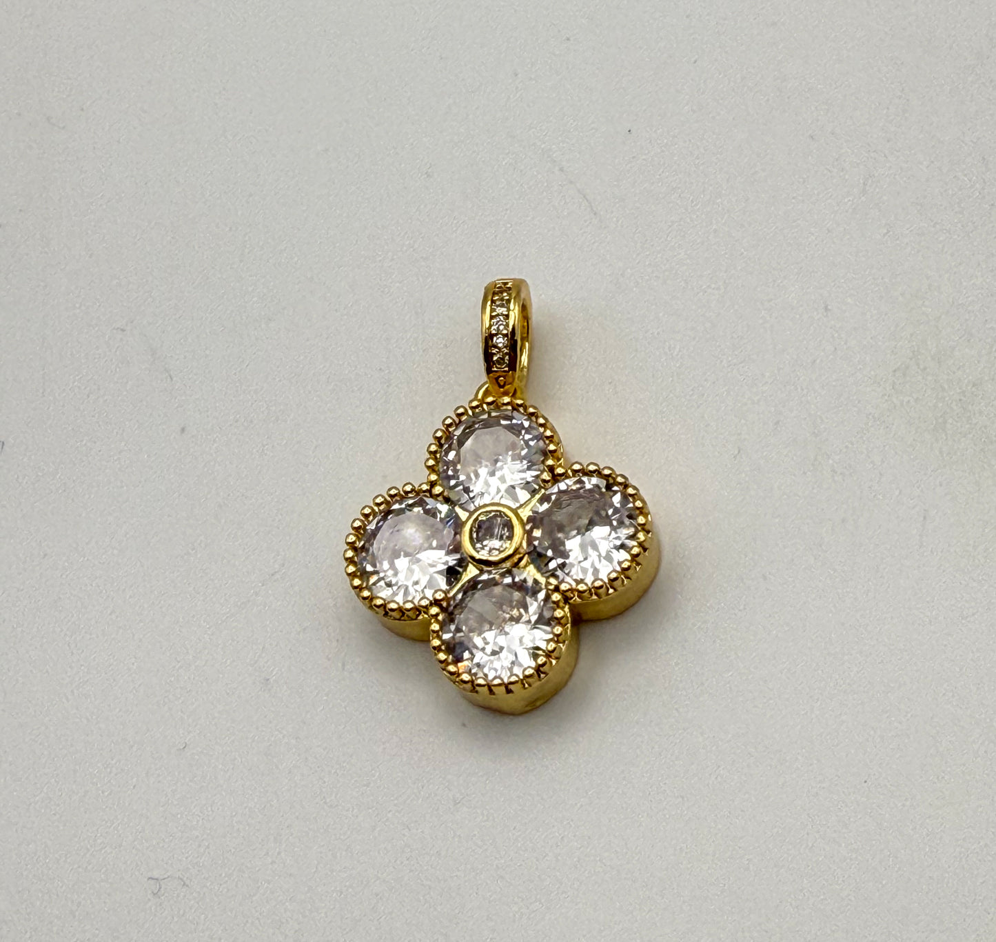Gold Clover Design with Zircon DIY Pendant