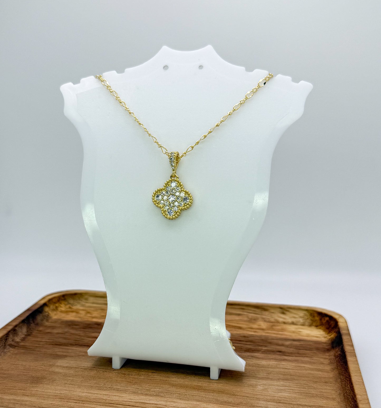 Sparkling Gold Clover Necklace