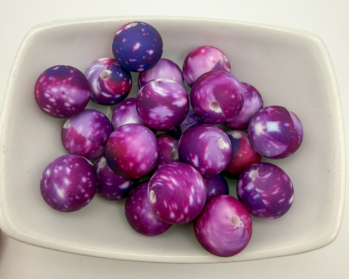 Purple Galaxy Printed Silicone DIY Pen Keychain Beads