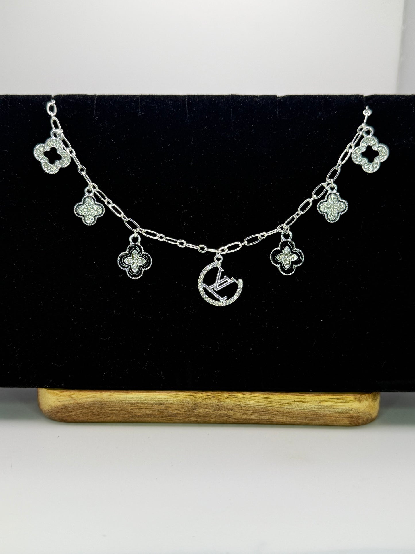 LV Designer Silver Charm Necklace