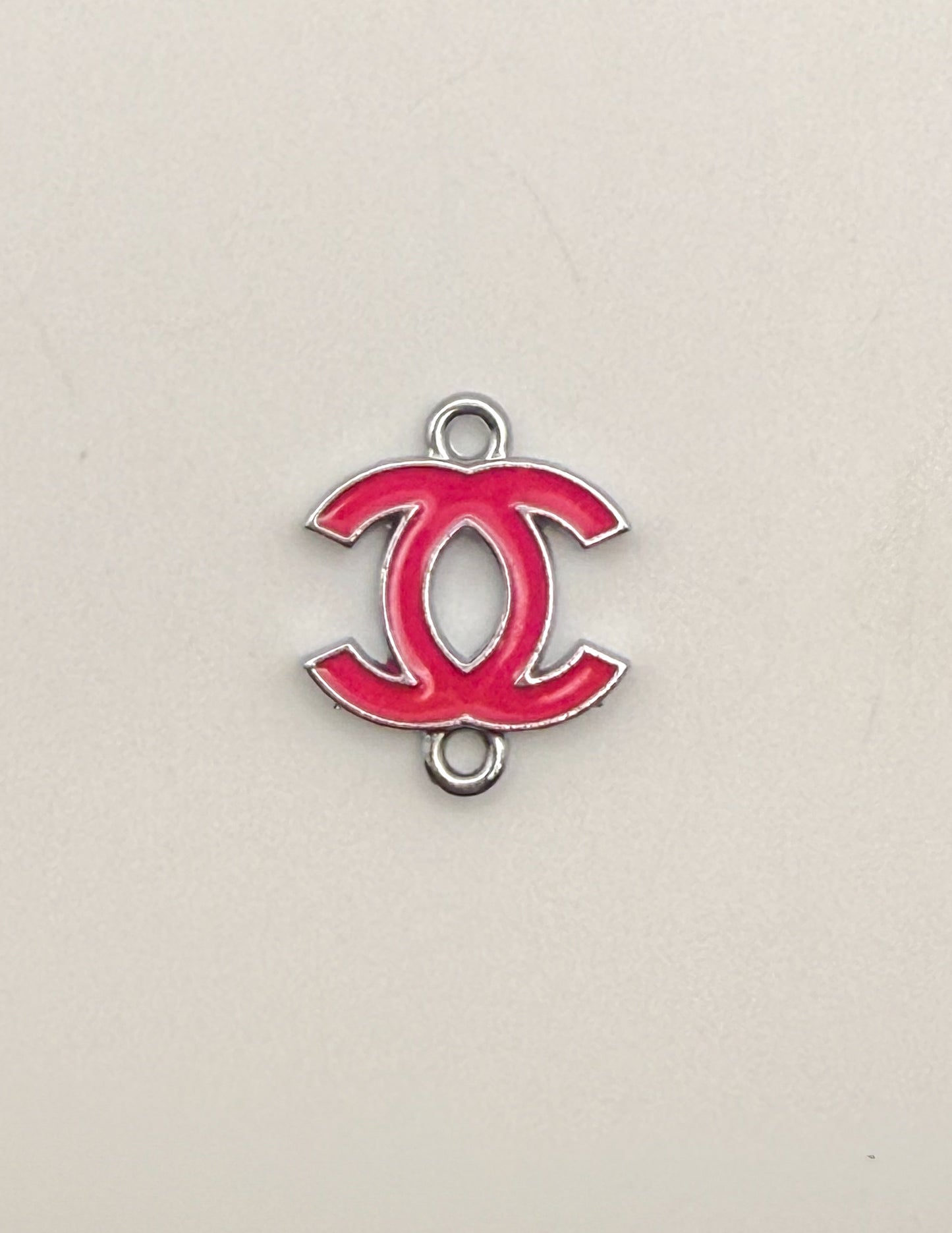 Colorful Enameled Silver CC Designer Connector Metal Charms