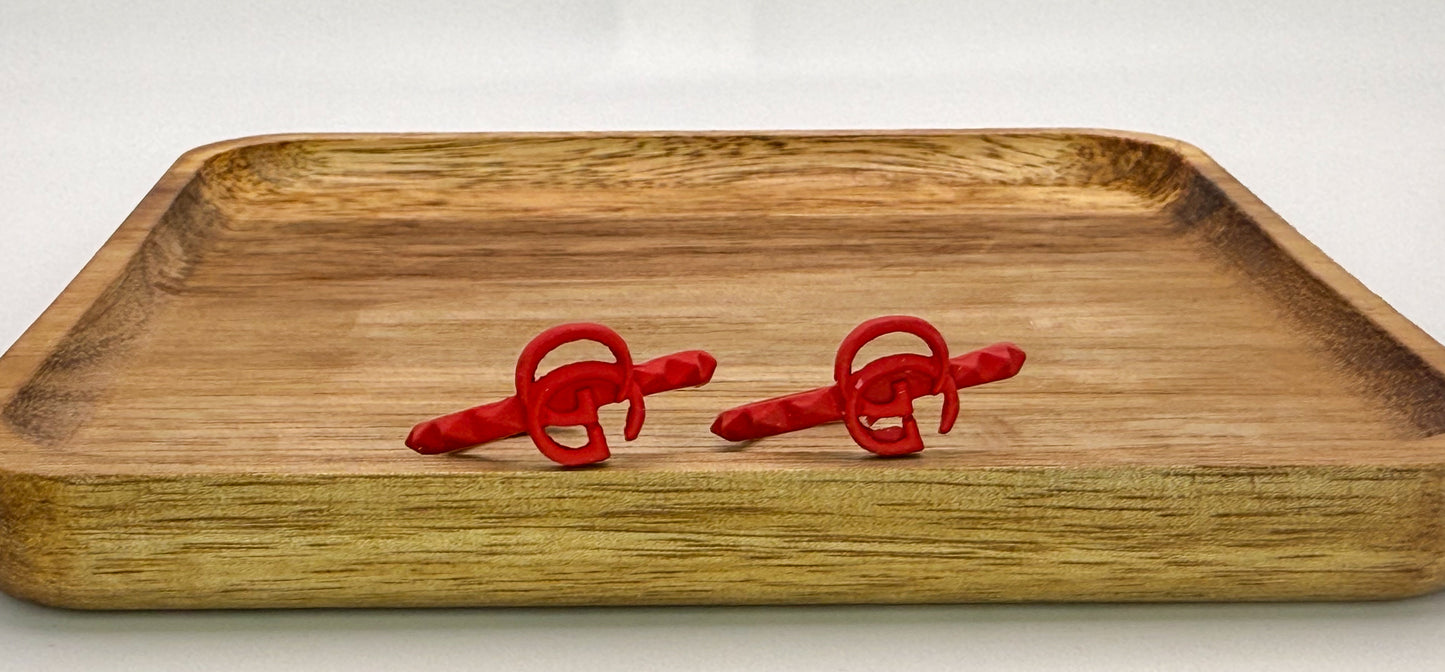 Bright Red Gucci Designer Hoop Earrings