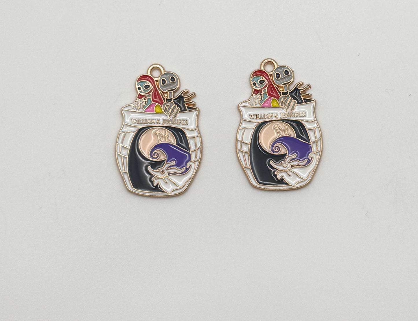 Nightmare Before Christmas Jack & Sally DIY Gold Metal Charms