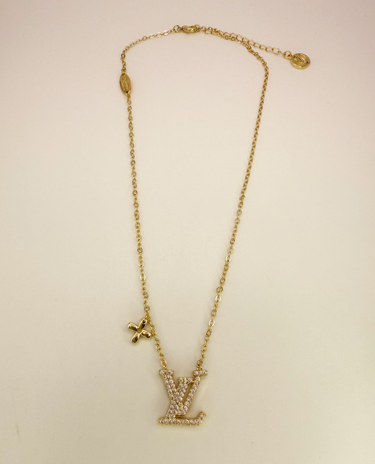 High Quality LV Designer Bling Gold Adjustable Necklace